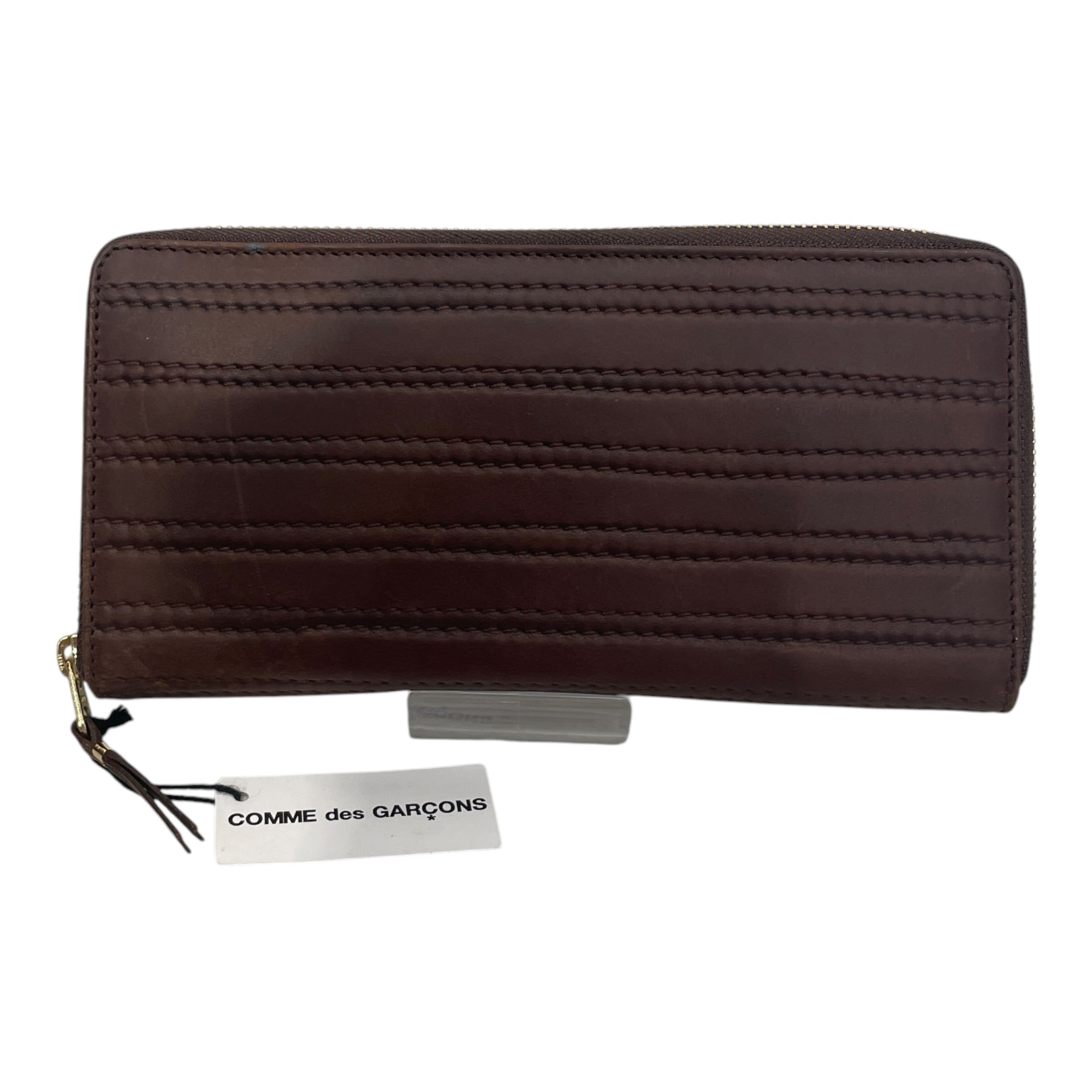 COMME des GARCONS/Long Wallet/Stripe/Leather/BRW/TWIN STITCH GOLD ZIPS view 1