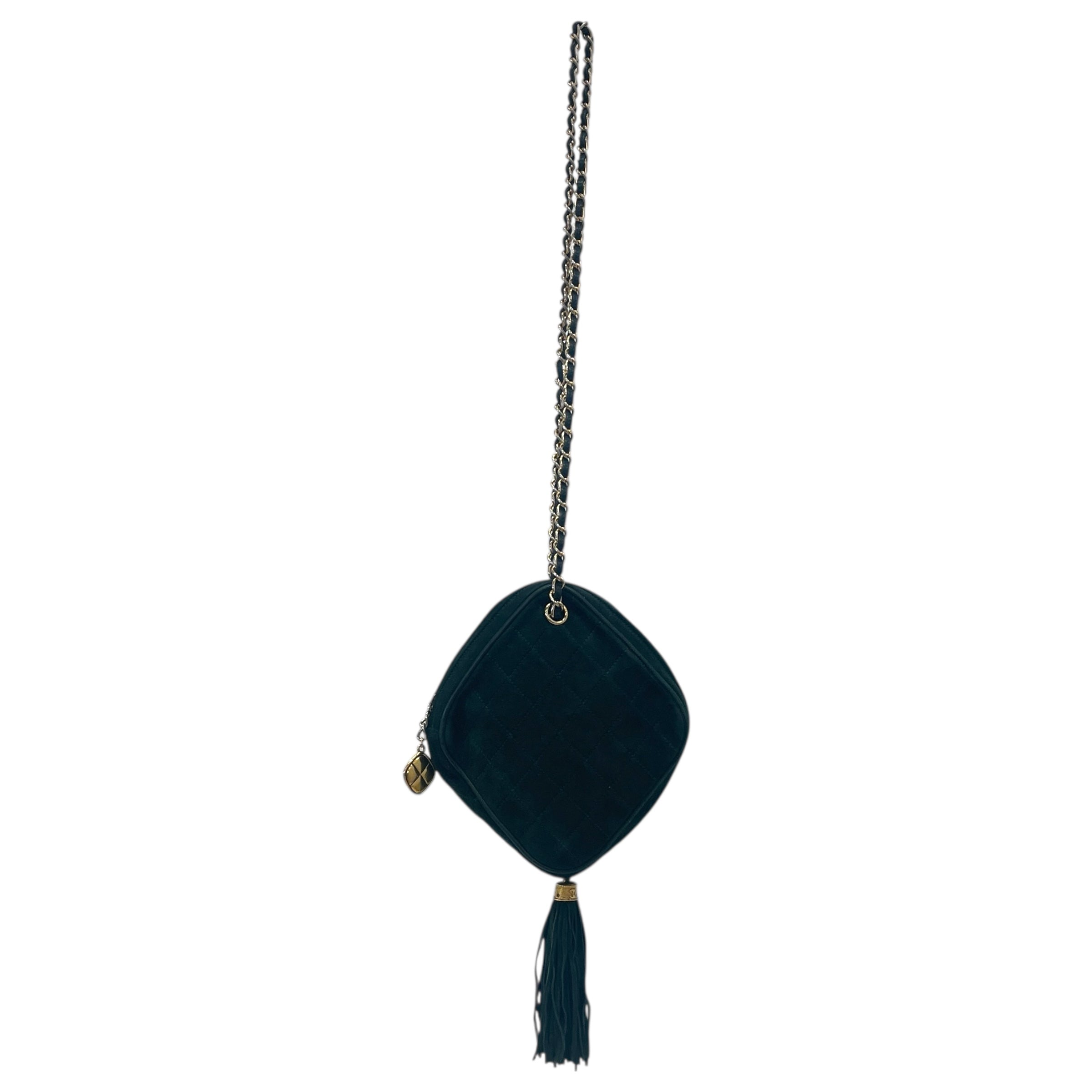CHANEL/Cross Body Bag/Stripe/Suede/GRN/Diamond Chain With Tassel view 2