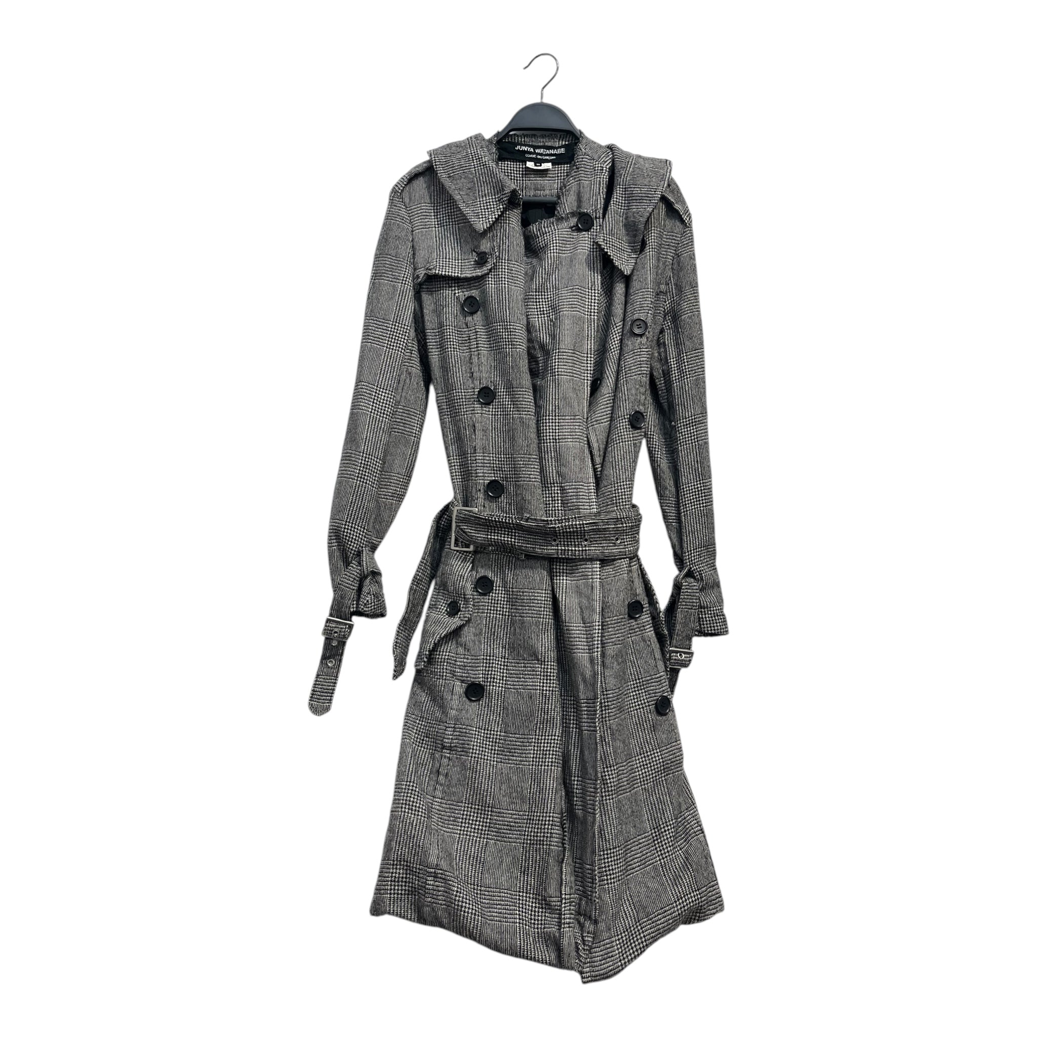 JUNYA WATANABE COMME des GARCONS/Peacoat/SS/Glen Check/Wool/GRY/cut n sew coat/ 2 layers view 1