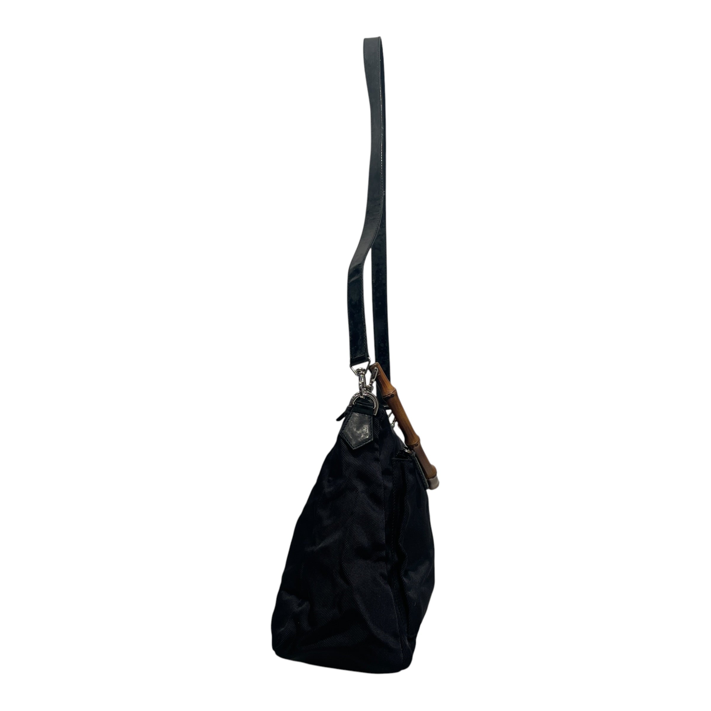 GUCCI/Hand Bag/Nylon/BLK/Vintage Bamboo Hobo Bag view 5