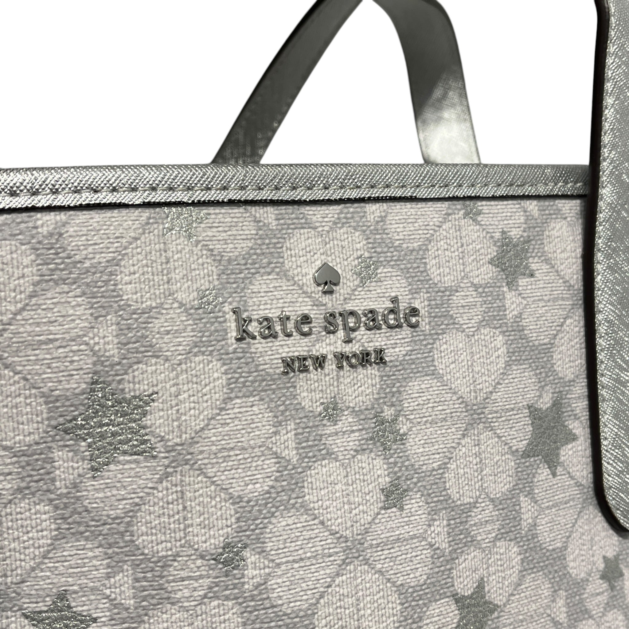 kate spade new york/Tote Bag/Floral Pattern/Leather/SLV/glitter flower star tote view 5