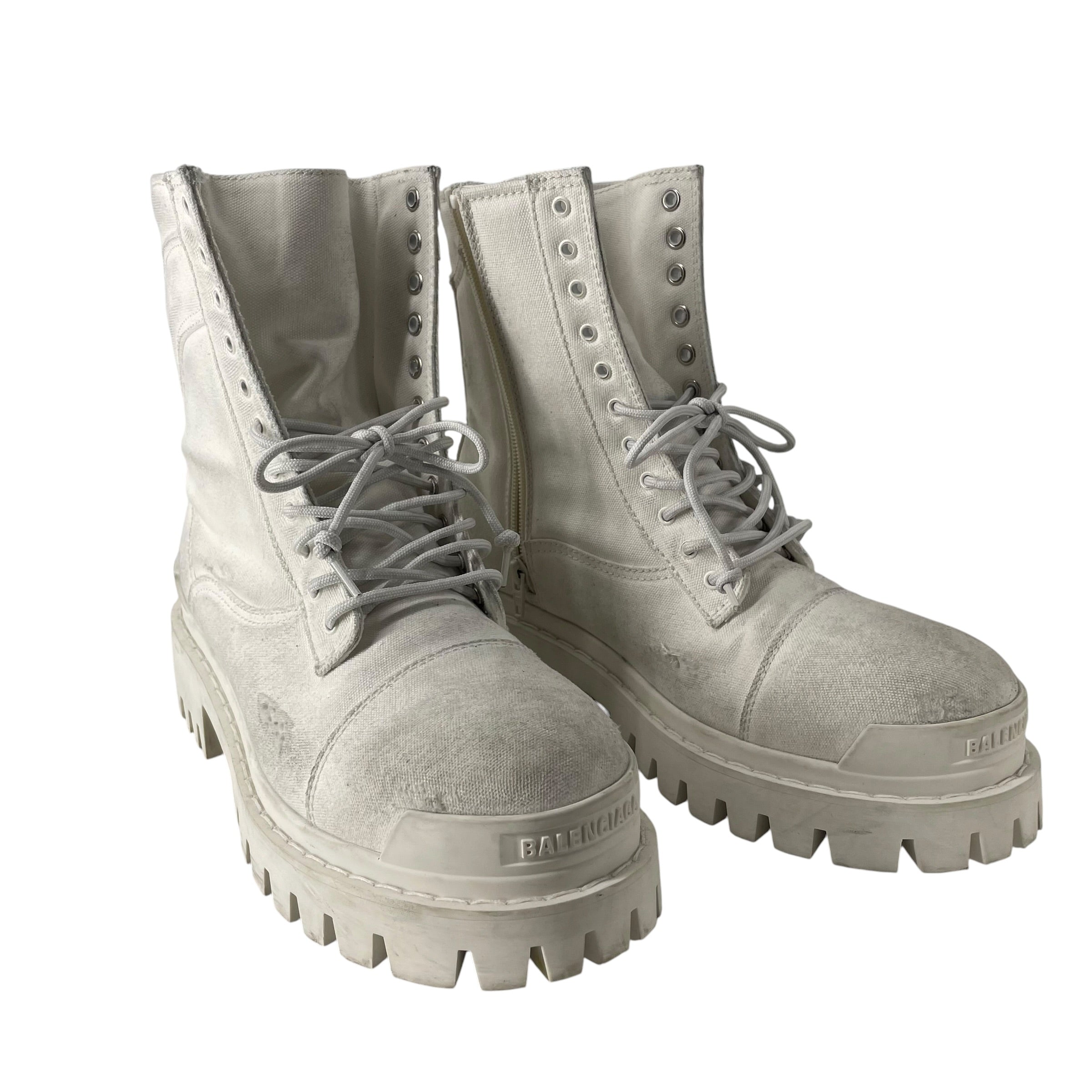 BALENCIAGA/Boots/EU 40/Cotton/WHT/BALENCIAGA STRIKE COMBAT BOOT view 1