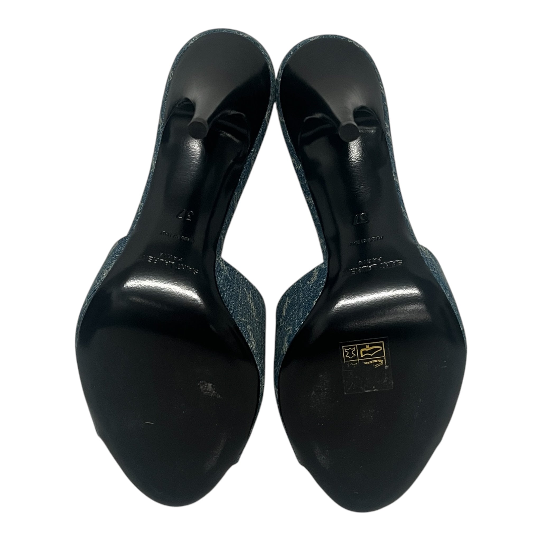 SAINT LAURENT/Heels/EU 37/Monogram/IDG/DENIM MONOGRAM/OPEN TOE view 4