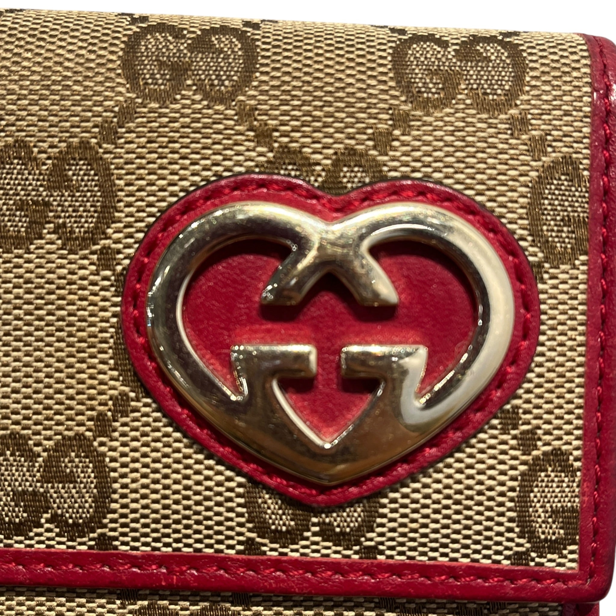 GUCCI/Wallet/Monogram/Leather/RED/heart view 8