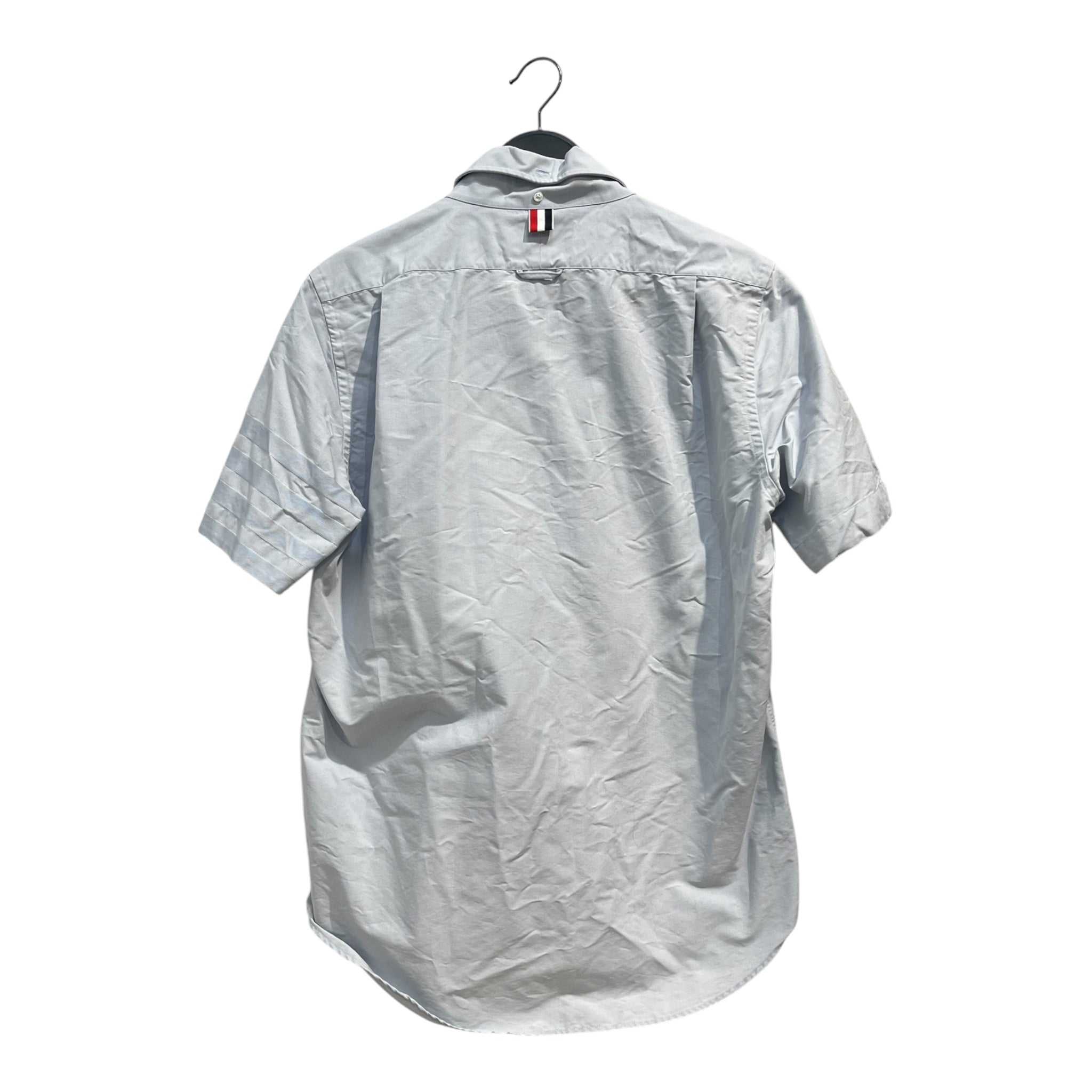THOM BROWNE. NEW YORK/SS Shirt/3/Cotton/BLU/BABY BLUE 3 STRIPE SLEEVE view 2