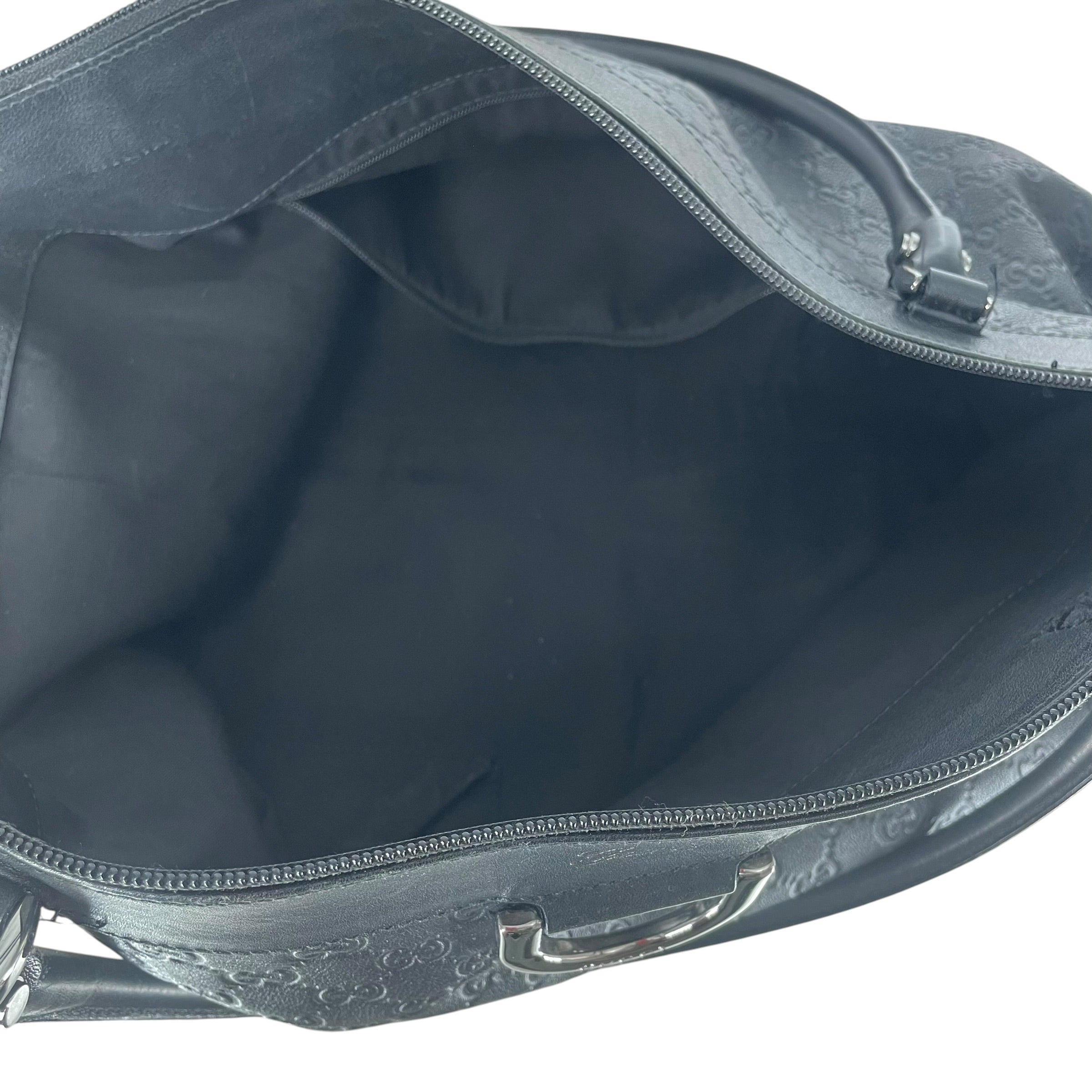 GUCCI/Tote Bag/Monogram/Leather/BLK/silver buckle view 5