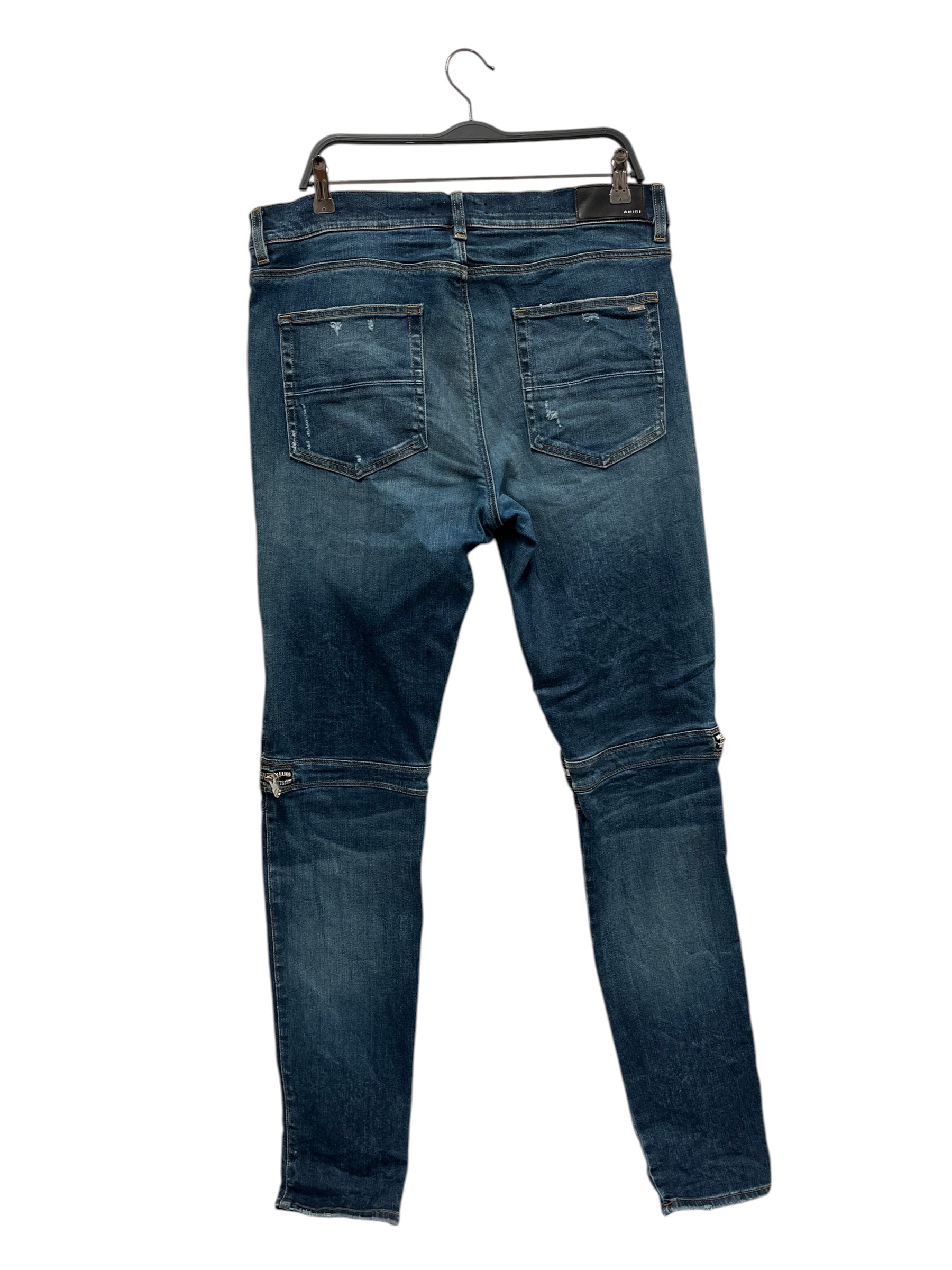 AMIRI/Skinny Pants/38/Cotton/NVY/Button Fly/SIDE & KNEE ZIPPER view 2
