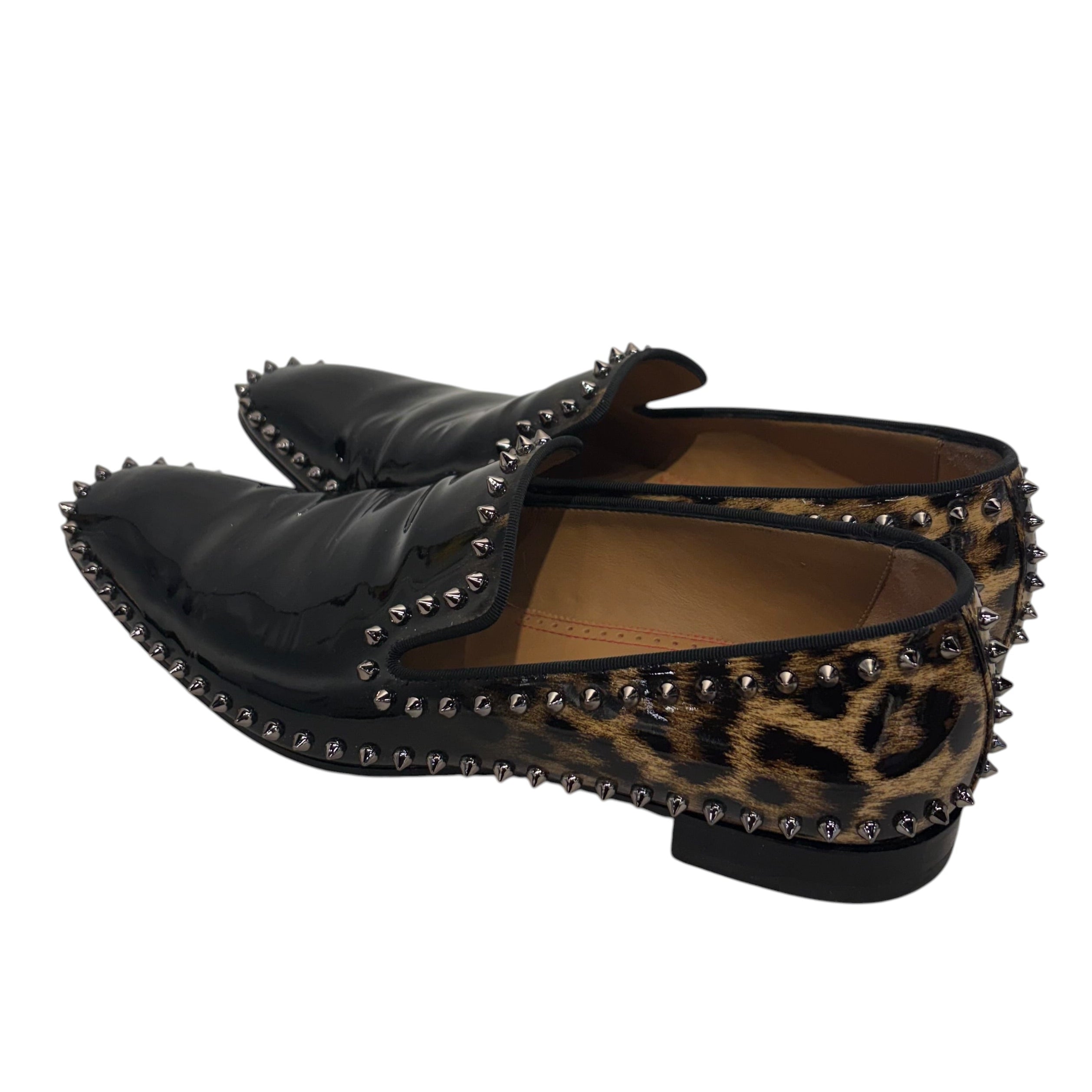 Christian Louboutin/Loafers/EU 45/Animal Pattern/Leather/BLK/dandelion patent degrade view 2