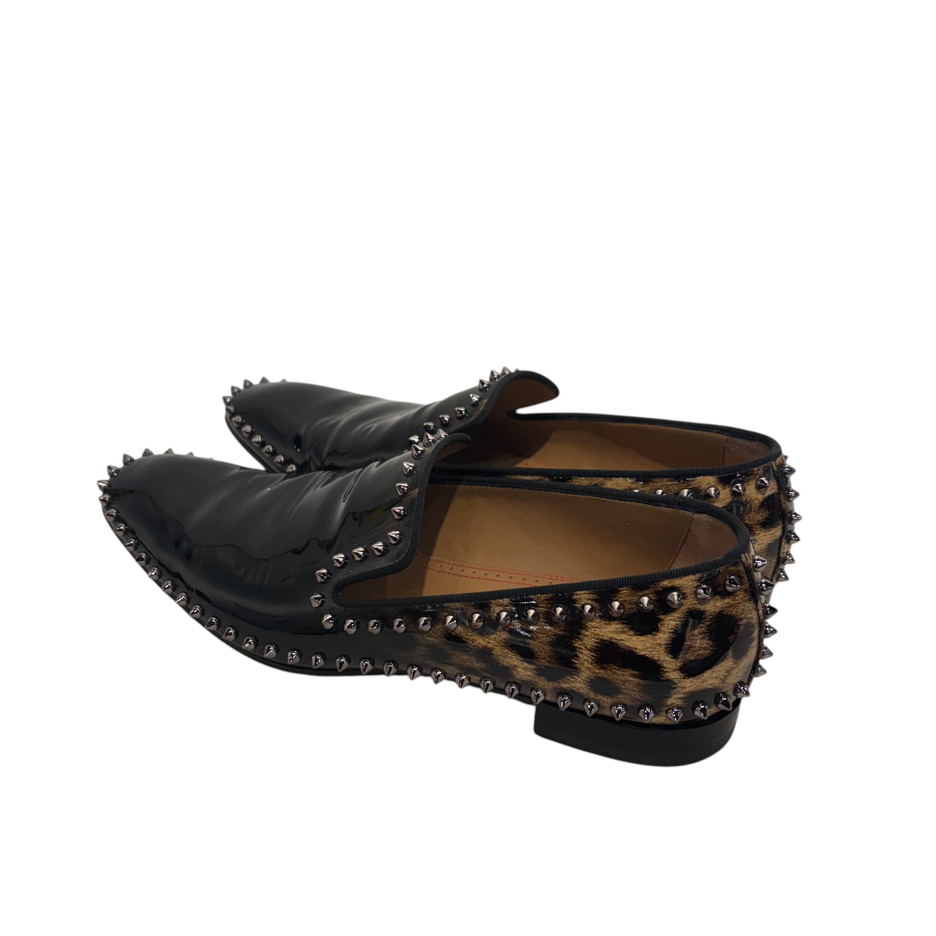 Christian Louboutin/Loafers/EU 45/Animal Pattern/Leather/BLK/dandelion patent degrade view 2