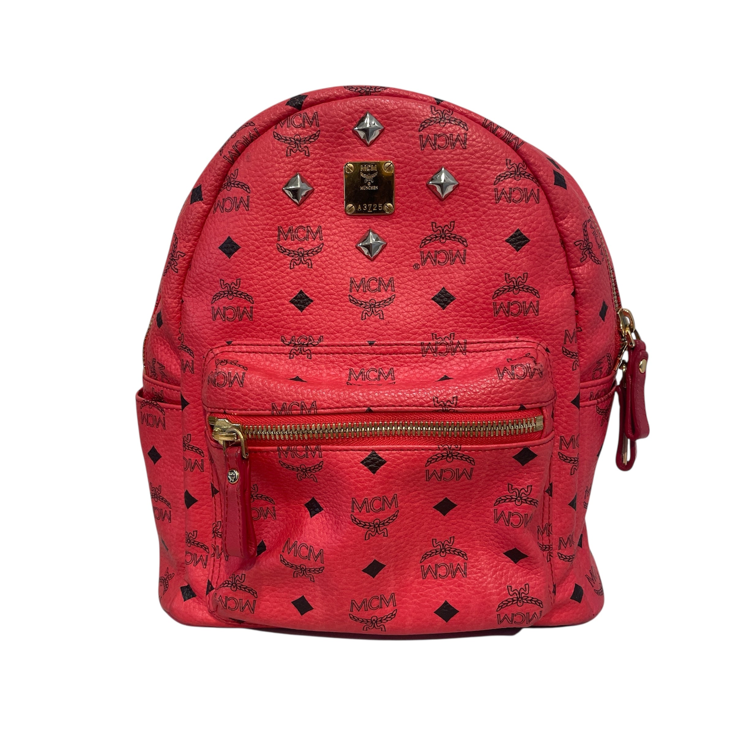 MCM/Backpack/Monogram/Leather/PNK/Studded Backpck view 1