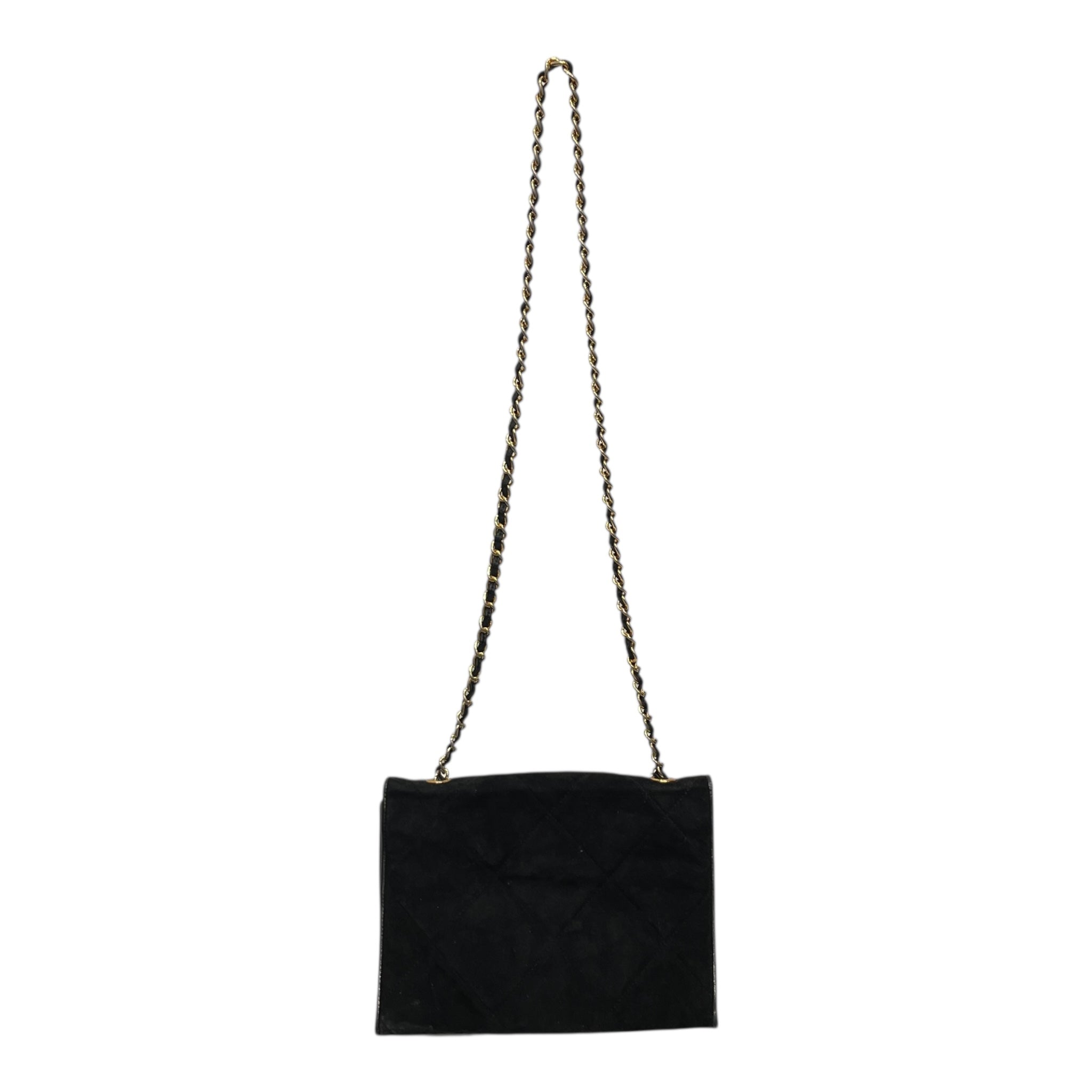 CHANEL/Vintage/Cross Body Bag/Suede/BLK/DIAMOND STITCH/QUILTD FLAP view 2