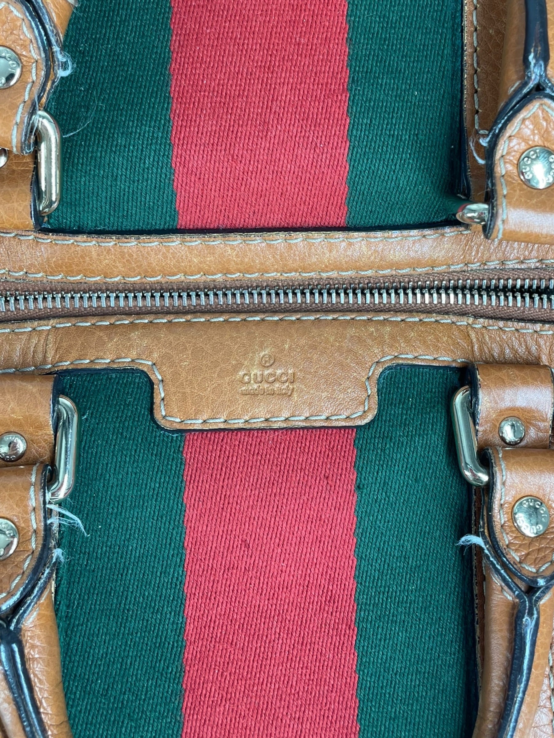 GUCCI/Bag/Leather/CML/GUCCI BOSTON RED GREEN STRIPE view 5