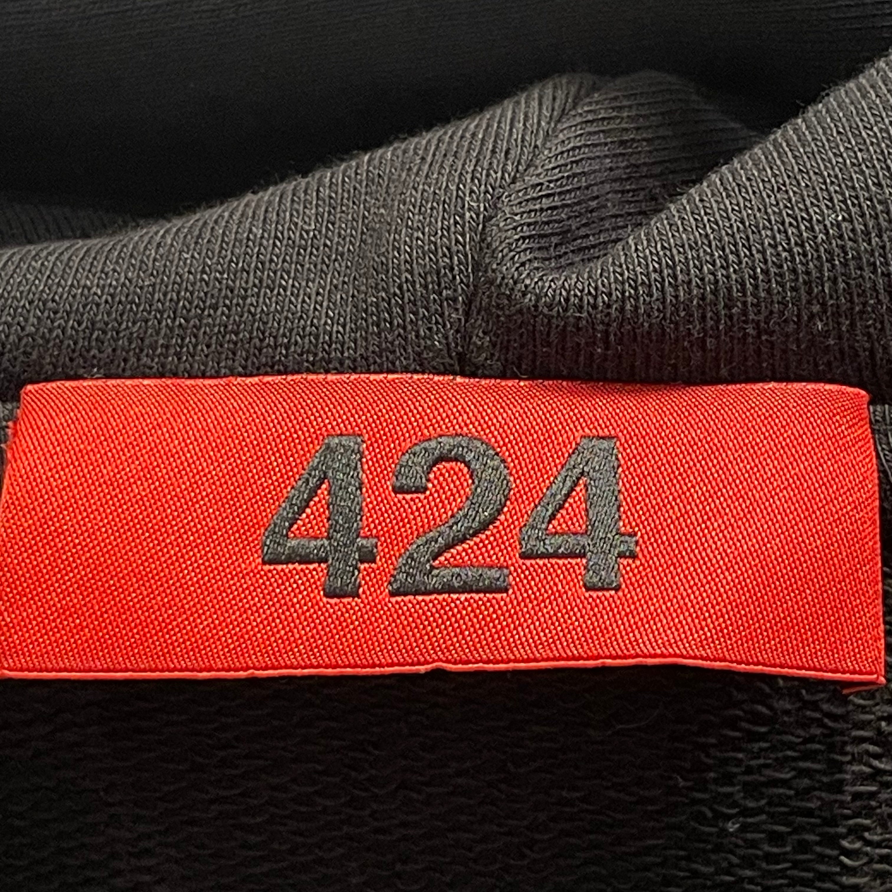 424(FourTwoFour)/Zip Up Hoodie/S/Graphic/Cotton/BLK/graphic on back/full zip hood view 4