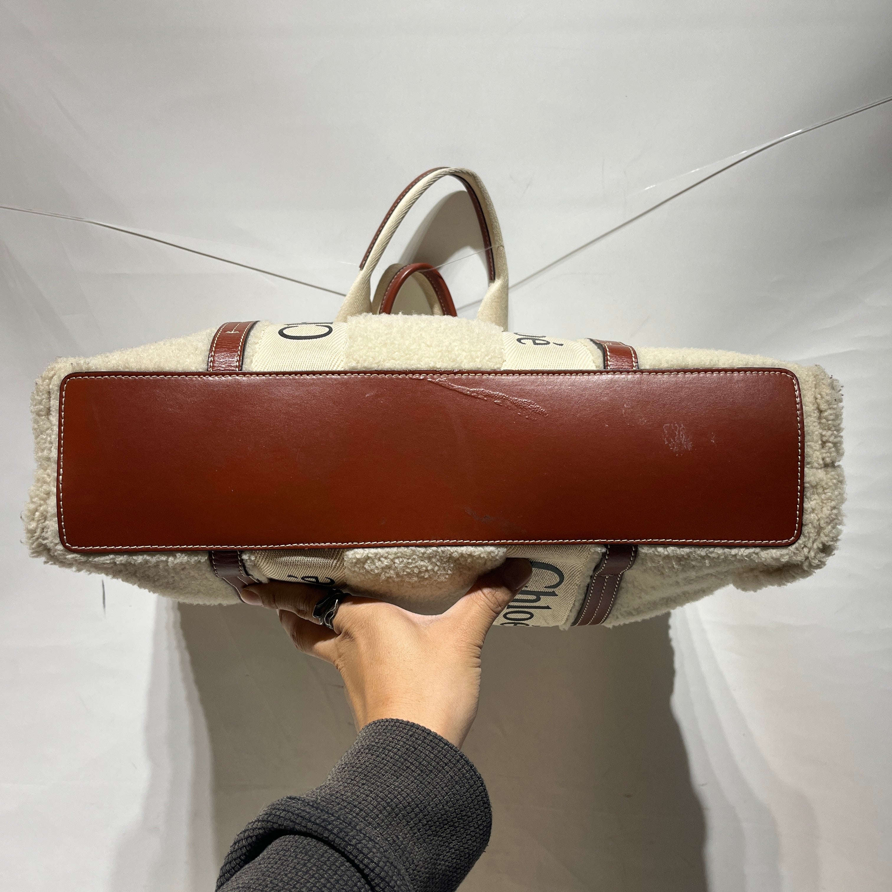 Chloe/Tote Bag/Wool/CRM/woody view 5