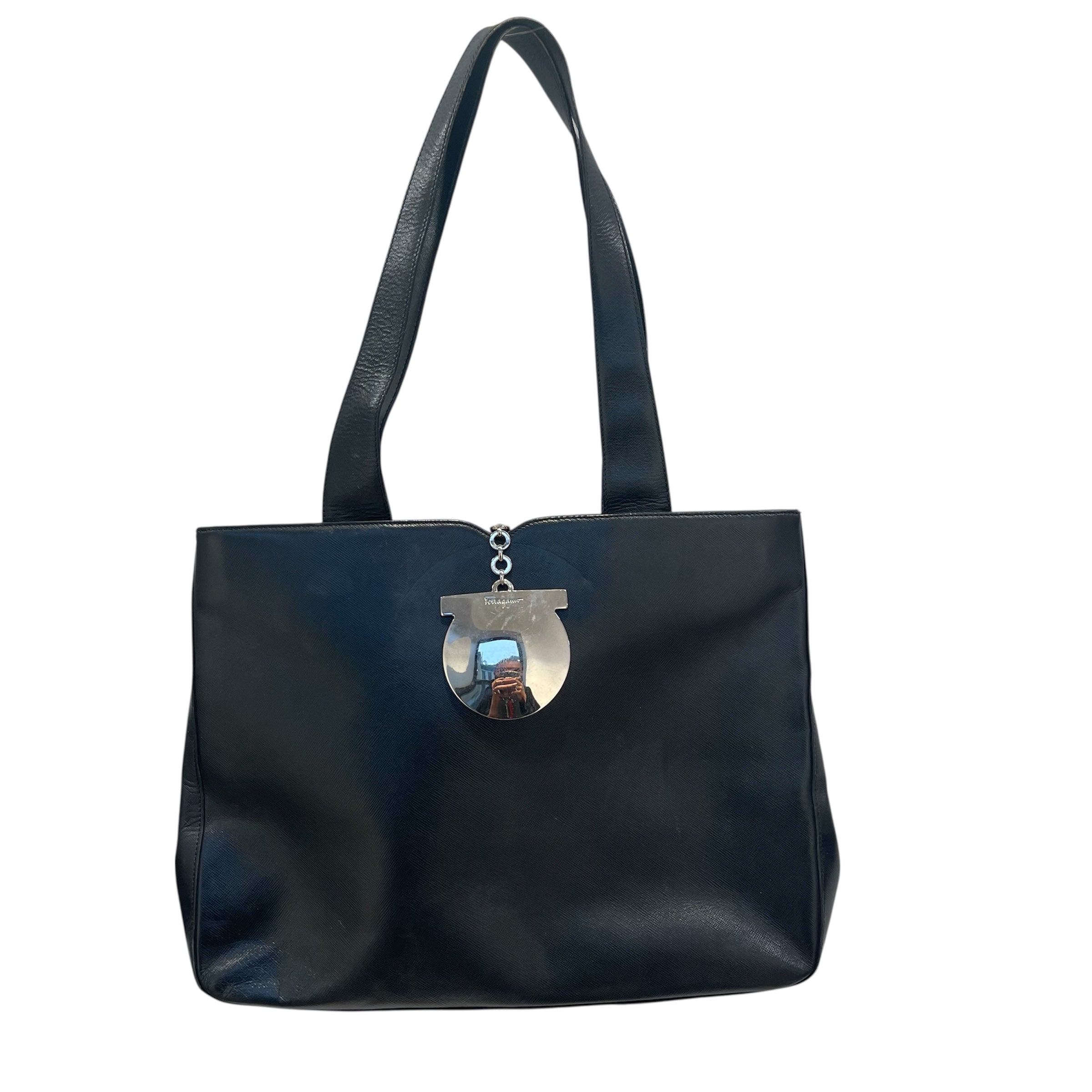 Salvatore Ferragamo/Hand Bag/Leather/BLK/vara leather view 1