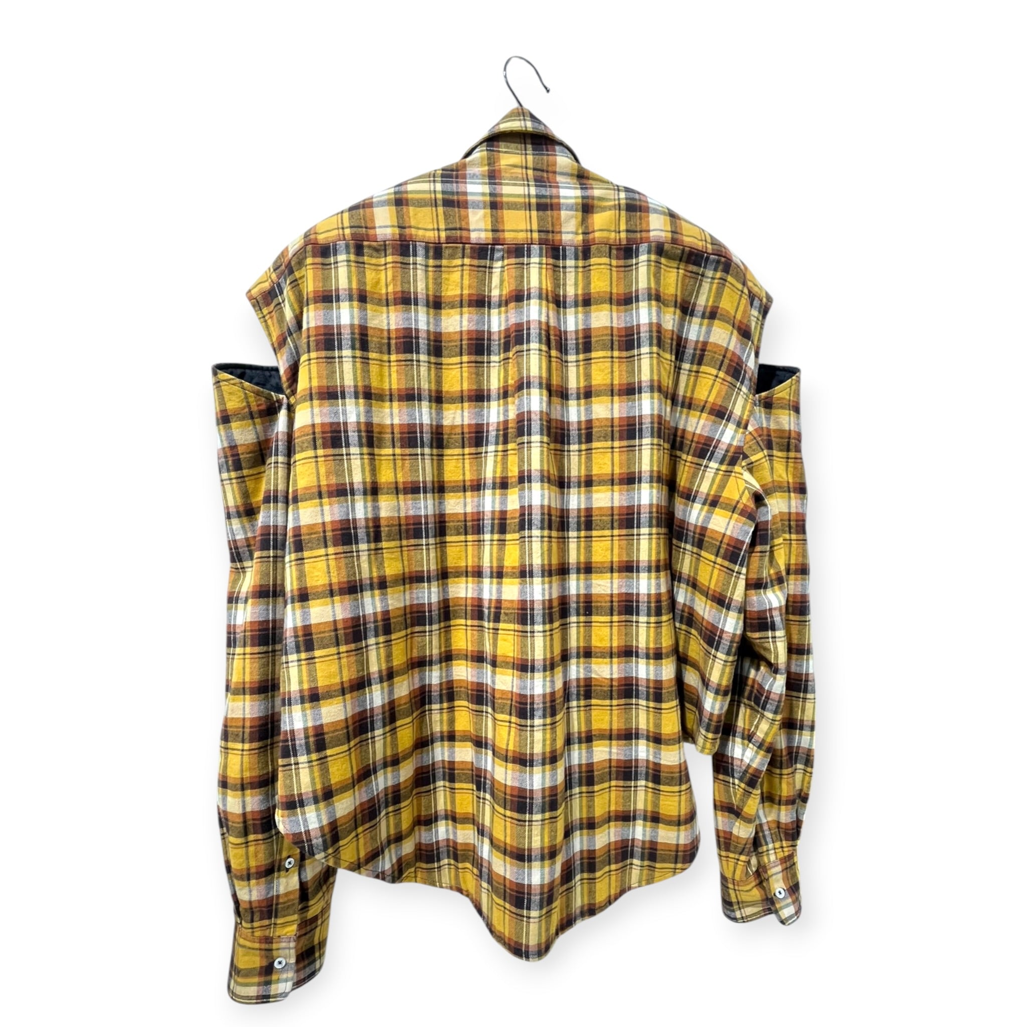 VETEMENTS/Jacket/S/Cotton/YLW/Plaid/time is money football shldr view 4