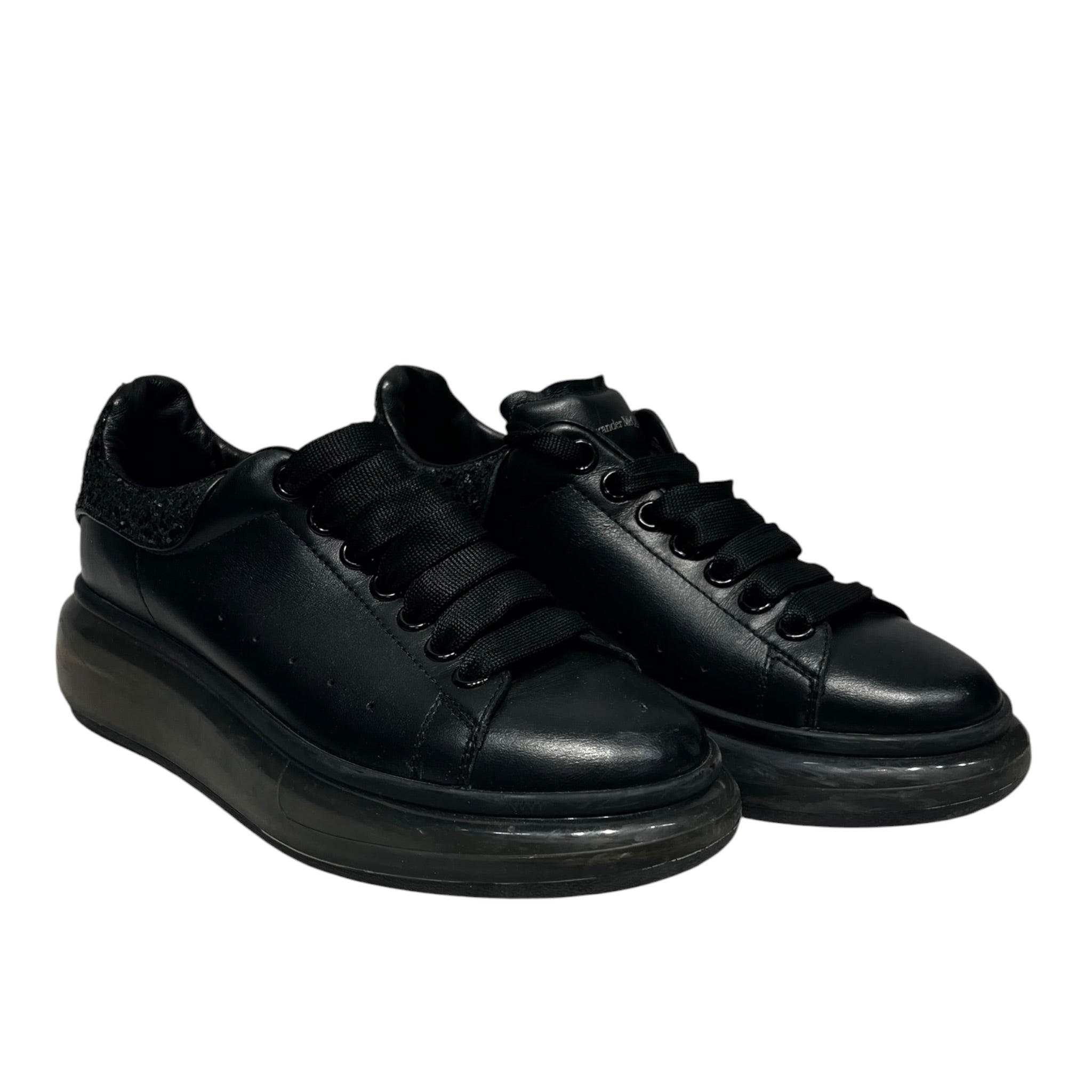 Alexander McQueen/Low-Sneakers/EU 38.5/Leather/BLK/Sparkle Heel view 1
