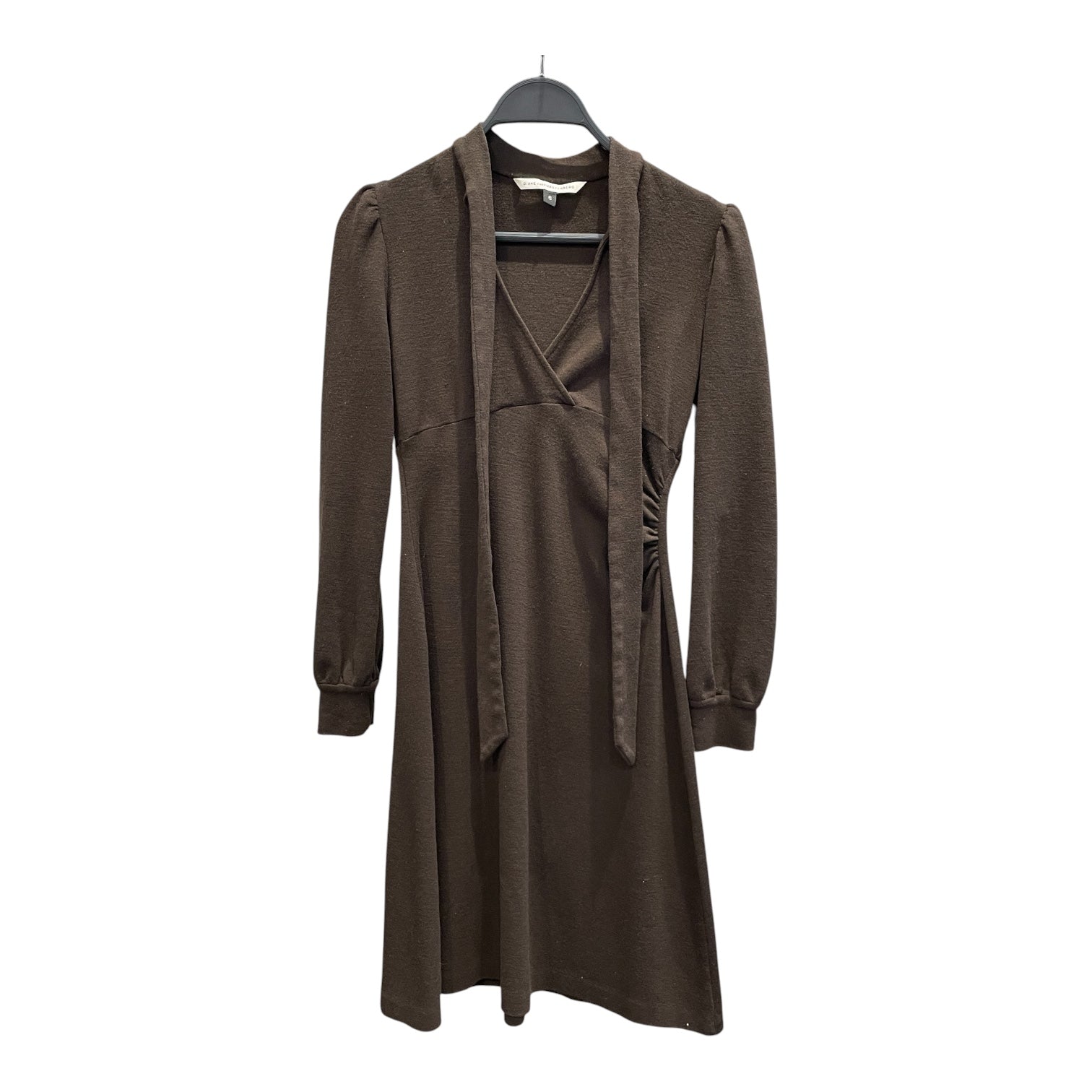 DIANE von FURSTENBERG/LS Dress/S/Wool/BRW/100% WOOL NECK TIE MIDI view 1