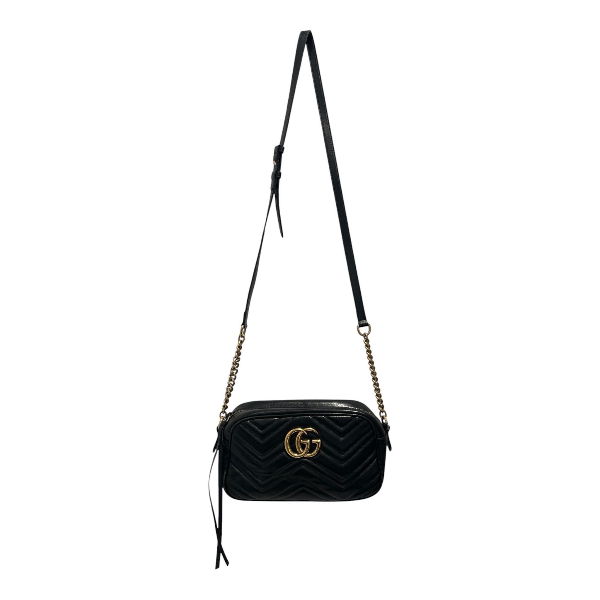 GUCCI/Cross Body Bag/Leather/BLK/GG Marmont quilted CB view 1