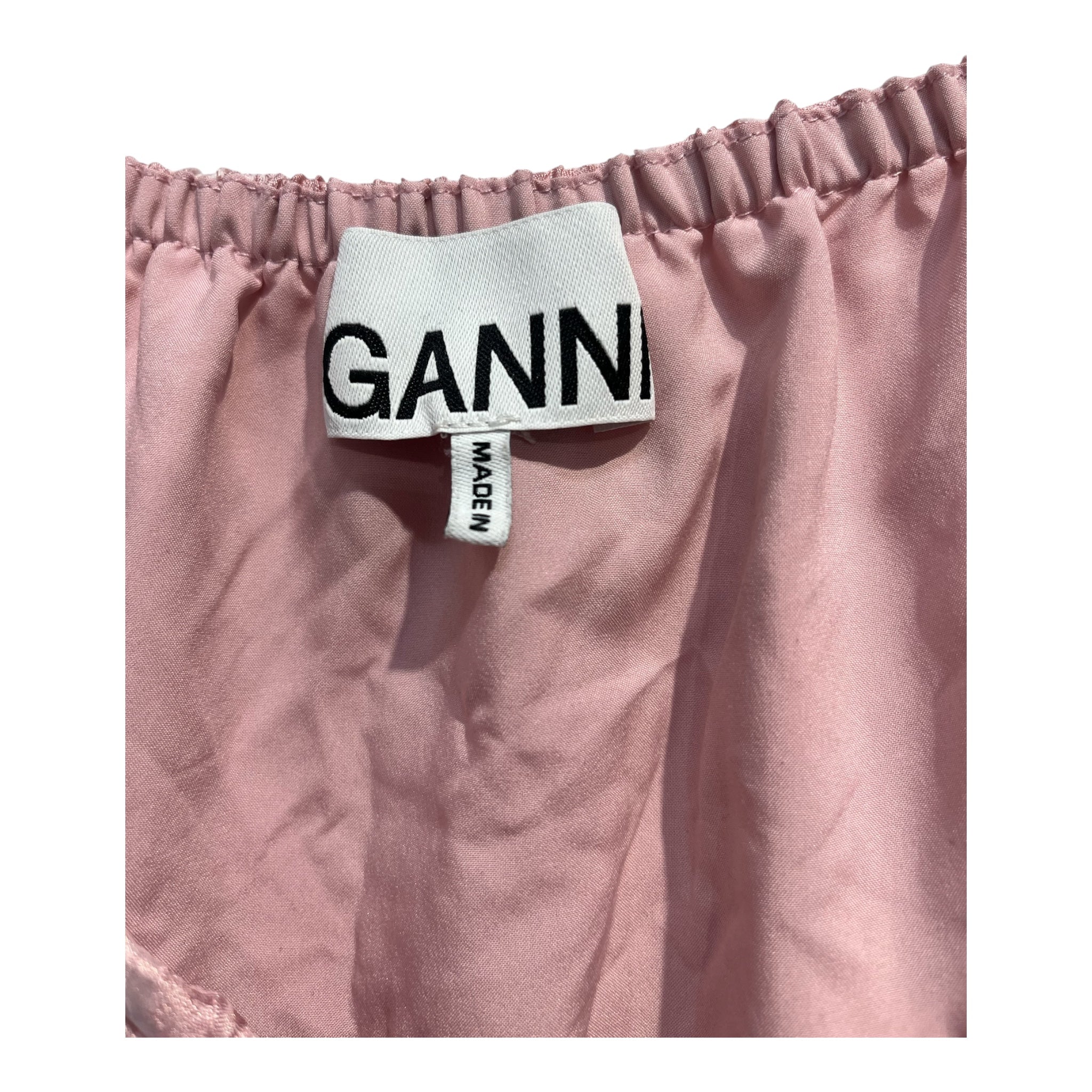 GANNI/Dress/36/Polyester/PNK/2 TIE FRONT TIERED PUFF SLEEVE view 3