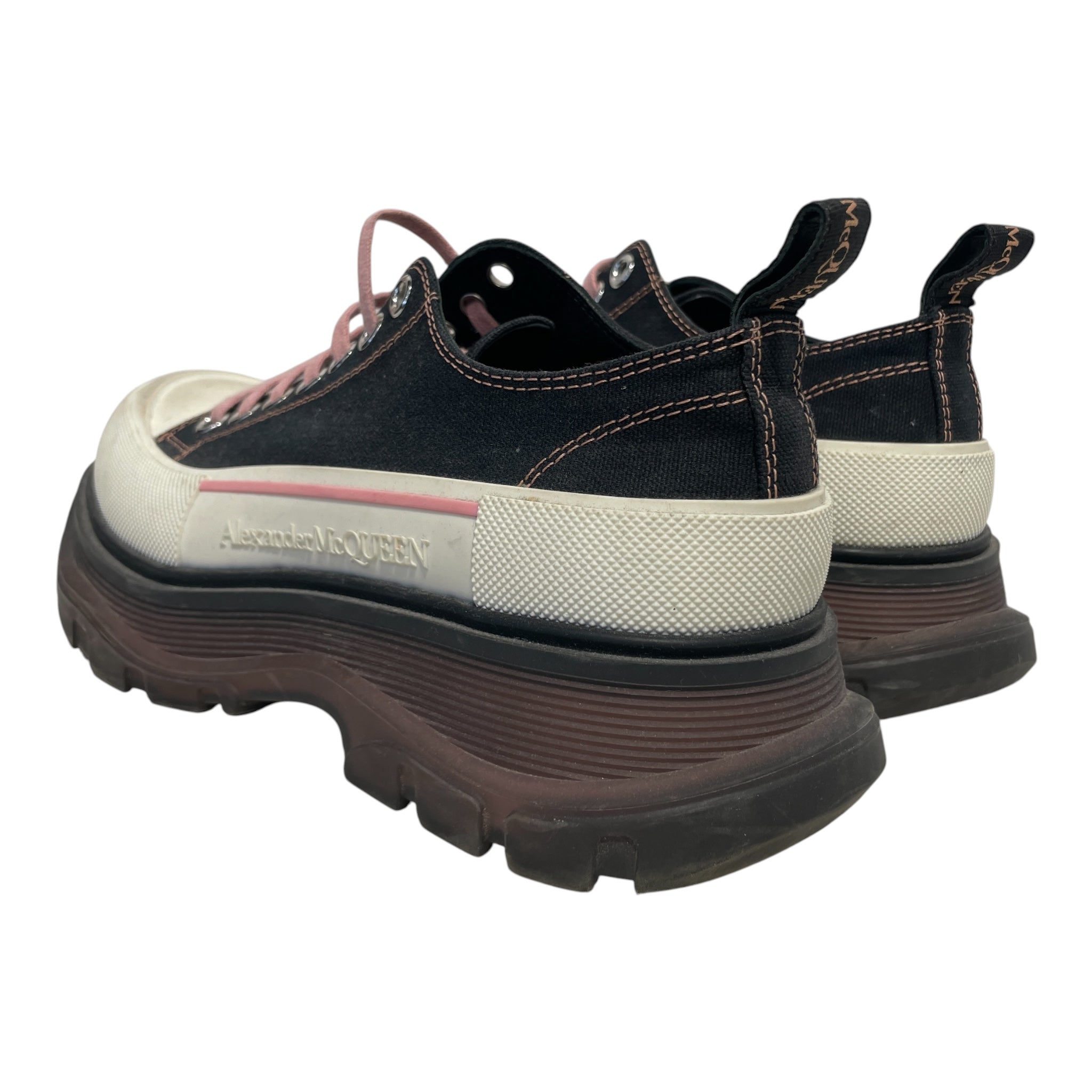 Alexander McQueen/Low-Sneakers/EU 41/Cotton/BLK/pink stitch view 2