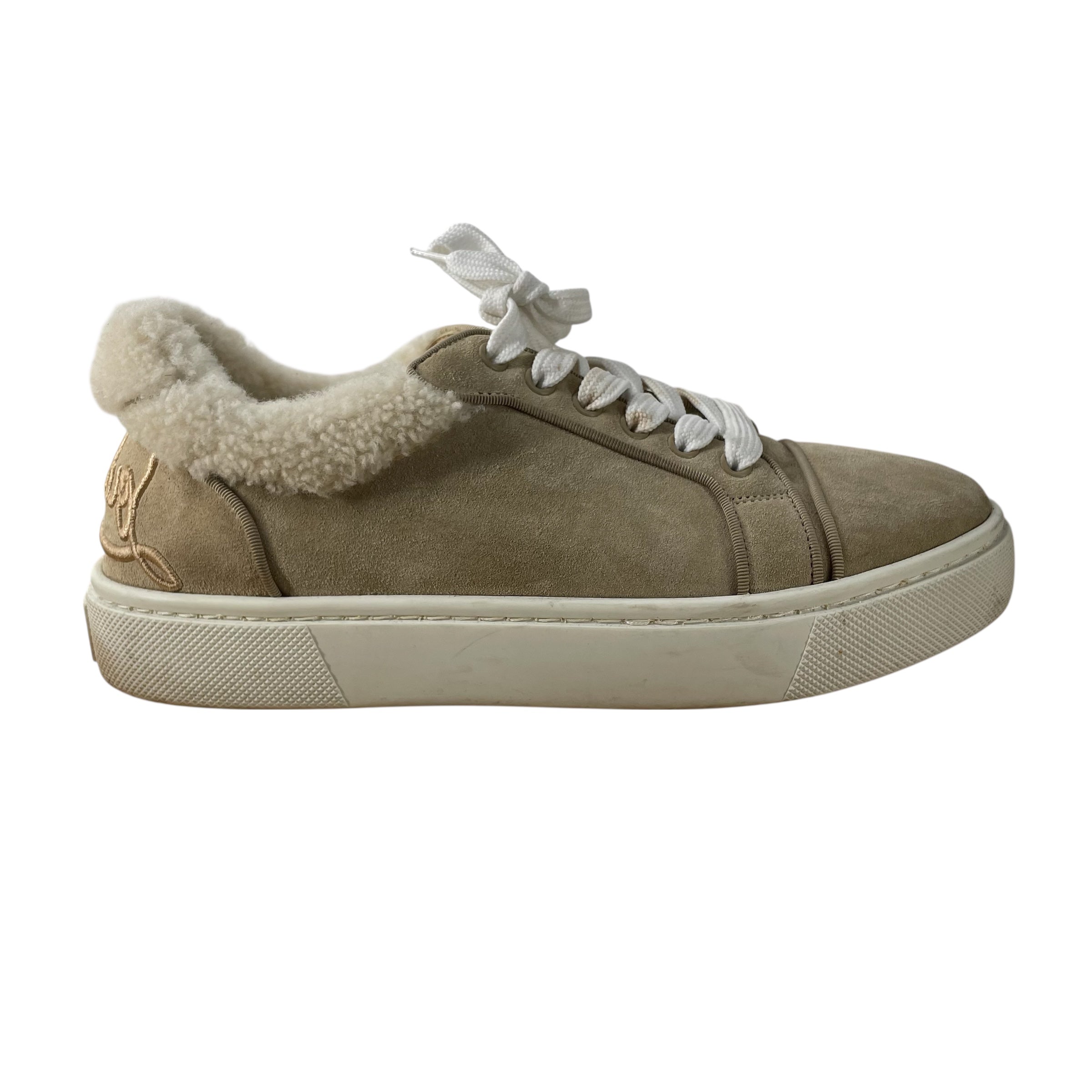 Christian Louboutin/Low-Sneakers/EU 39/Cotton/BEG/vierissima shearling view 5