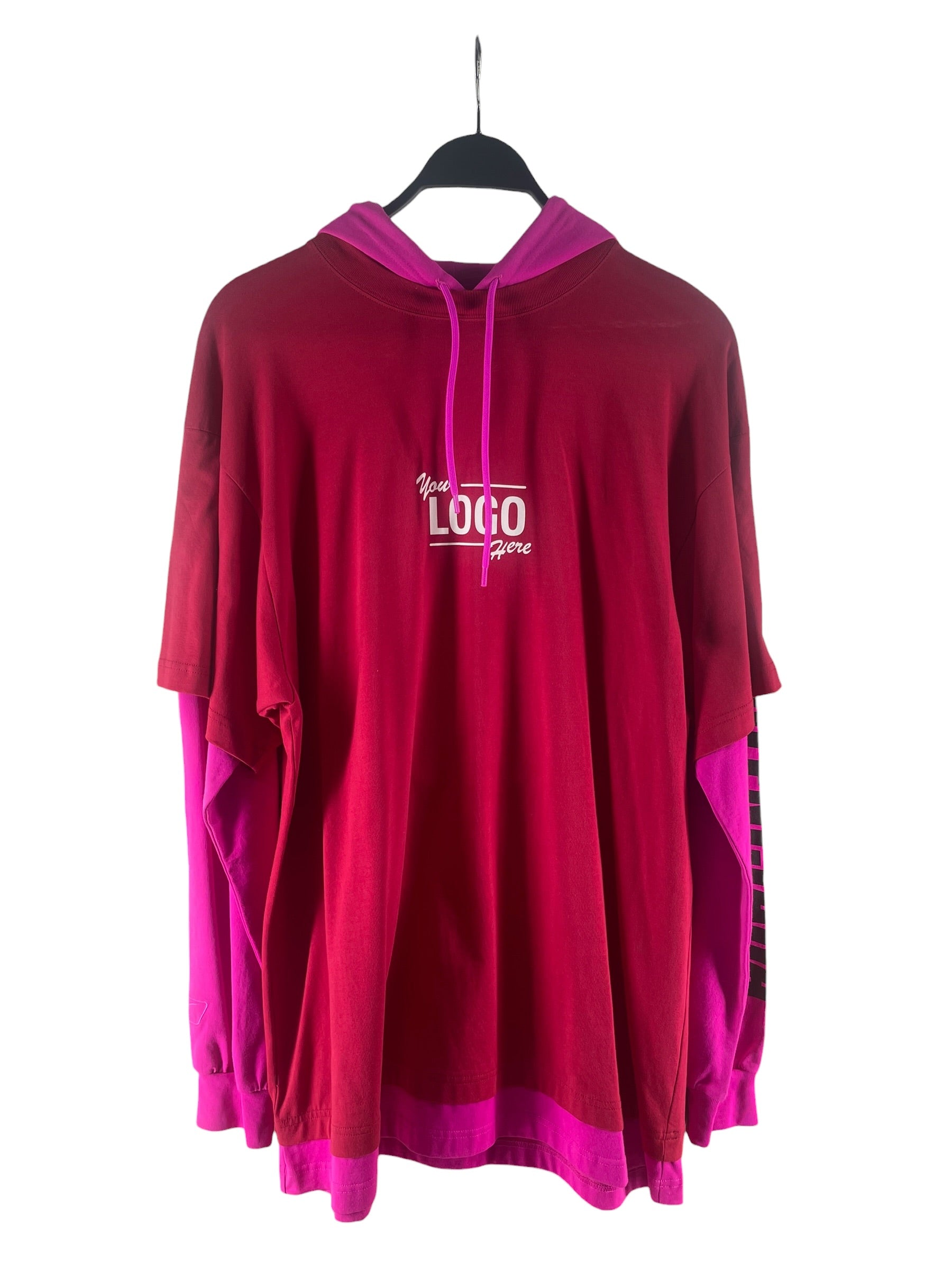 BALENCIAGA/Hoodie/S/Cotton/RED/RED/HOT PINK/ YOUR LOGO HERE view 1