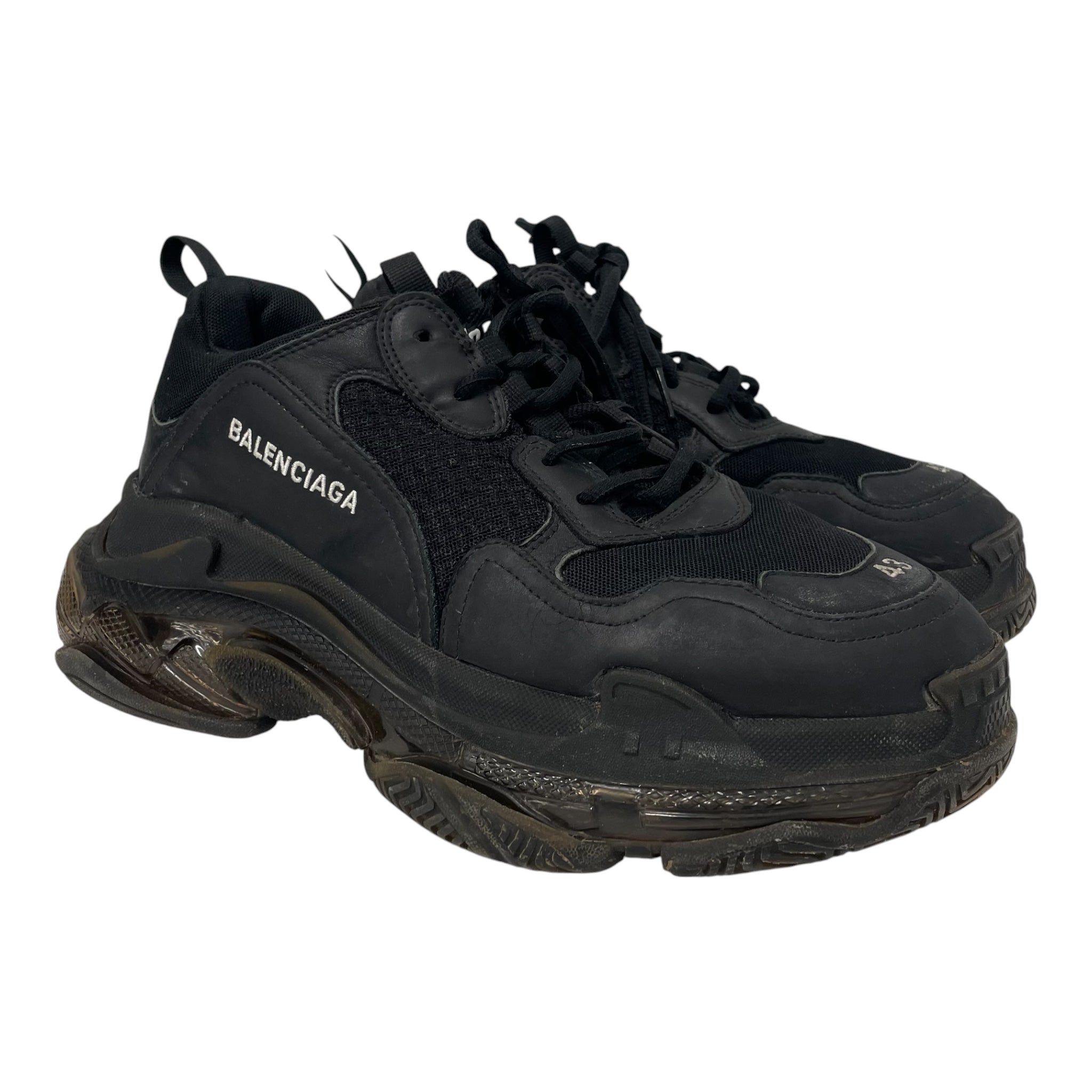 BALENCIAGA/Low-Sneakers/US 10/Leather/BLK/TRIPLE S view 1