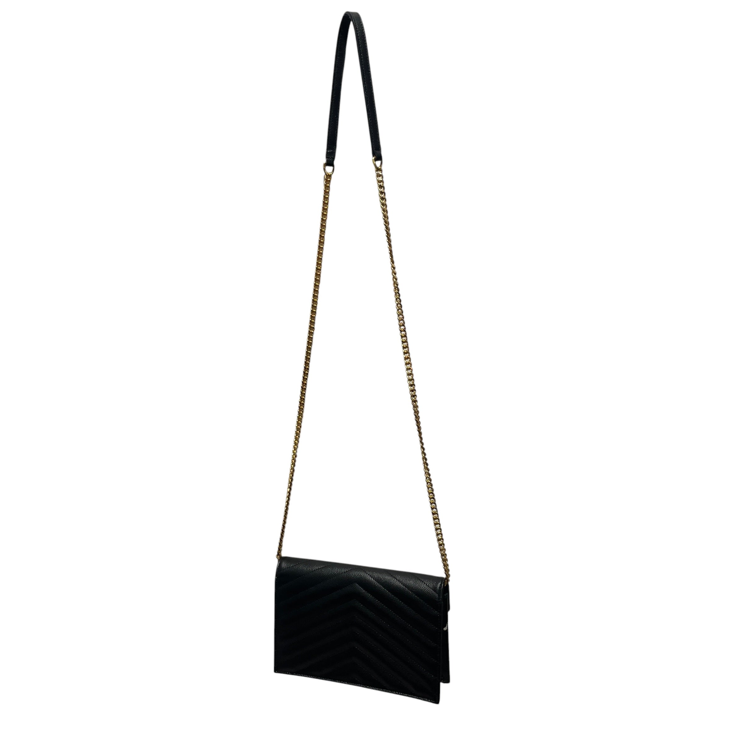 YVES SAINT LAURENT/Cross Body Bag/Leather/BLK/LEATHER ENVELOPE view 2