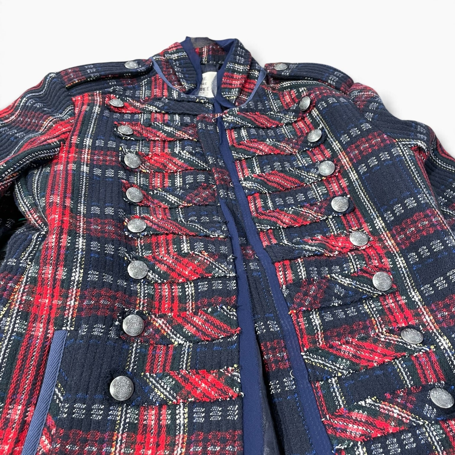 WE THE FREE/Trench Coat/S/Plaid/Polyester/NVY/We The Free Napoleon Buttons view 4