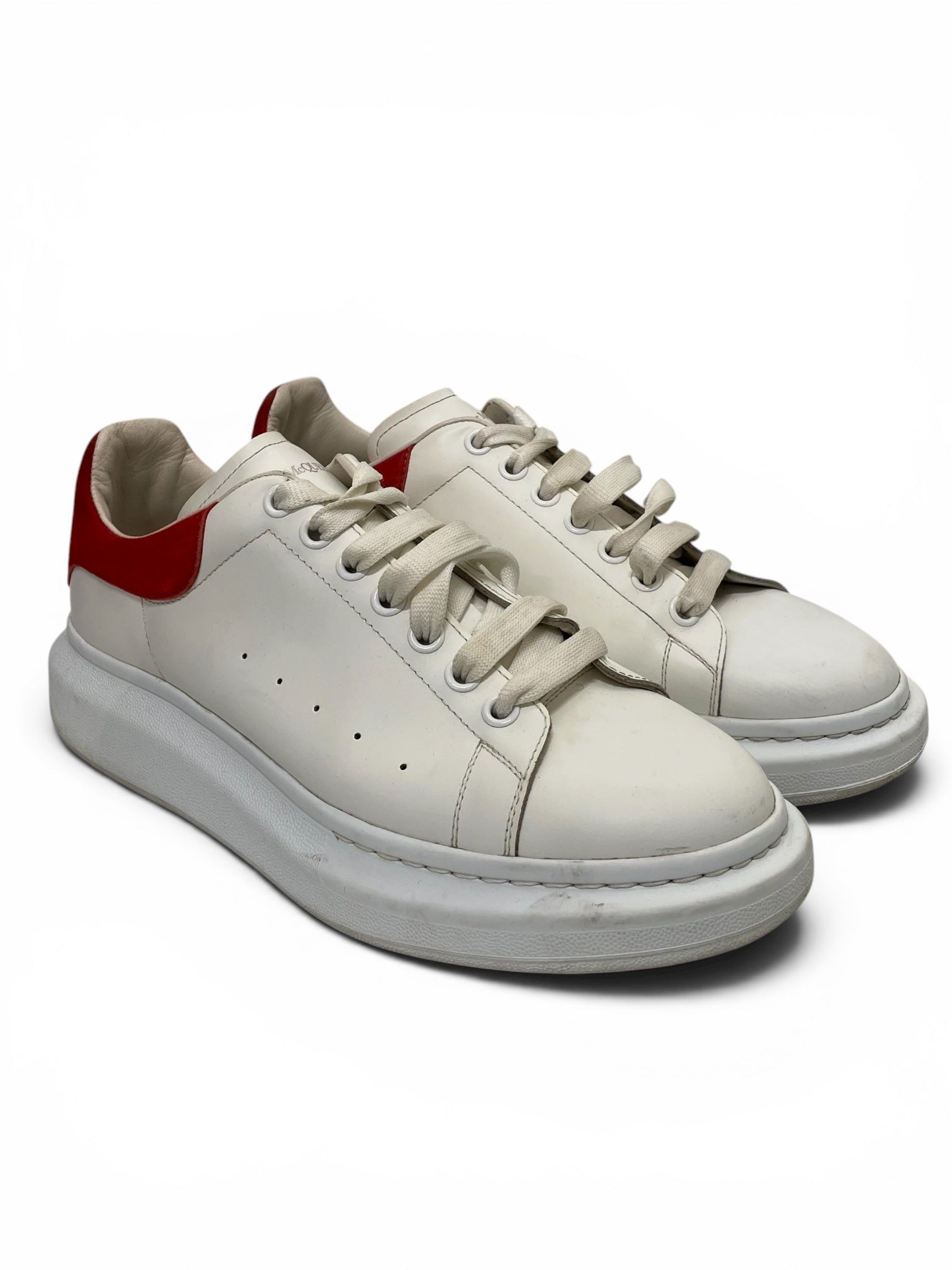 Alexander McQueen/Low-Sneakers/EU 44/Leather/WHT/red heel view 1