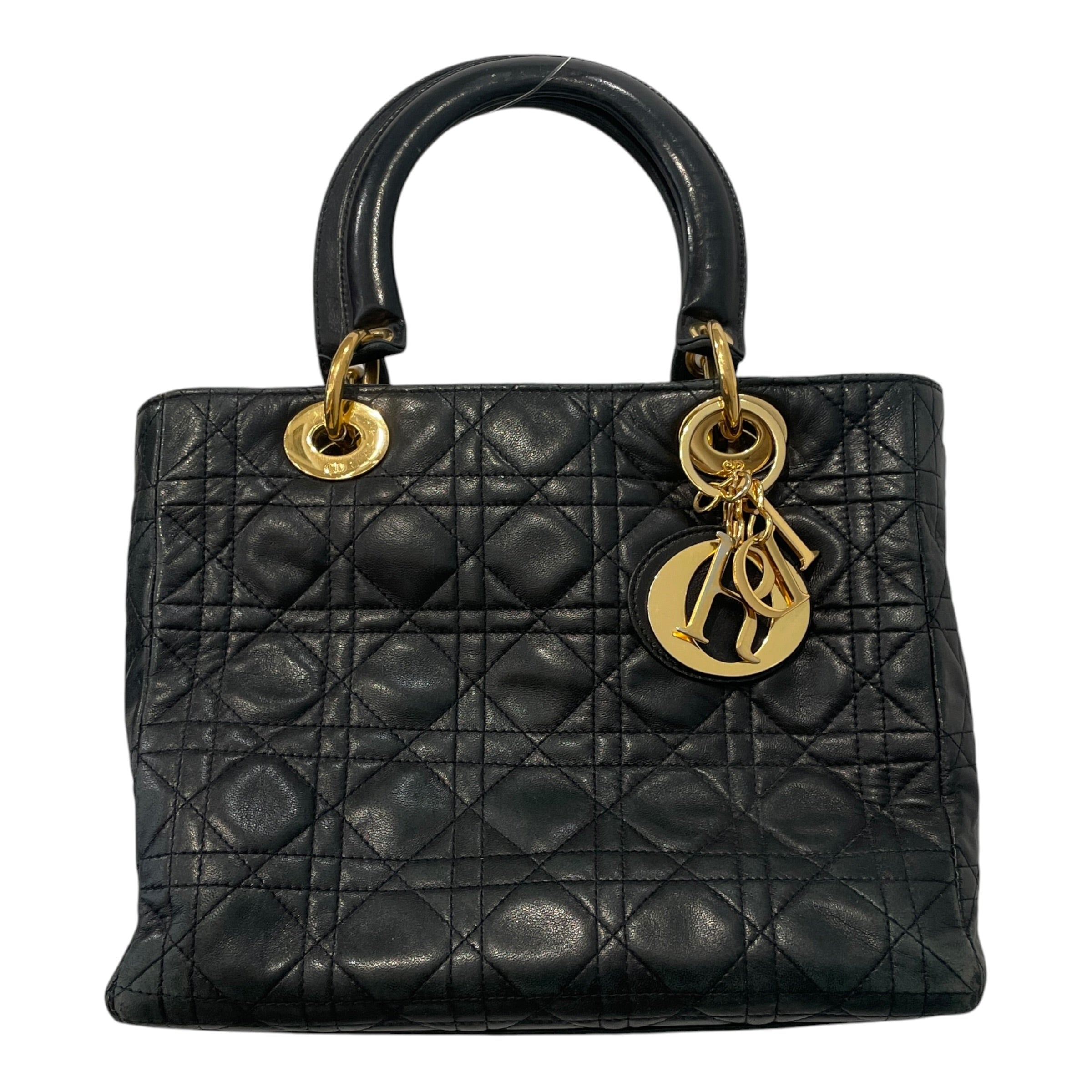 Christian Dior/Hand Bag/Leather/BLK/lady dior gold 7k8r4xr view 1