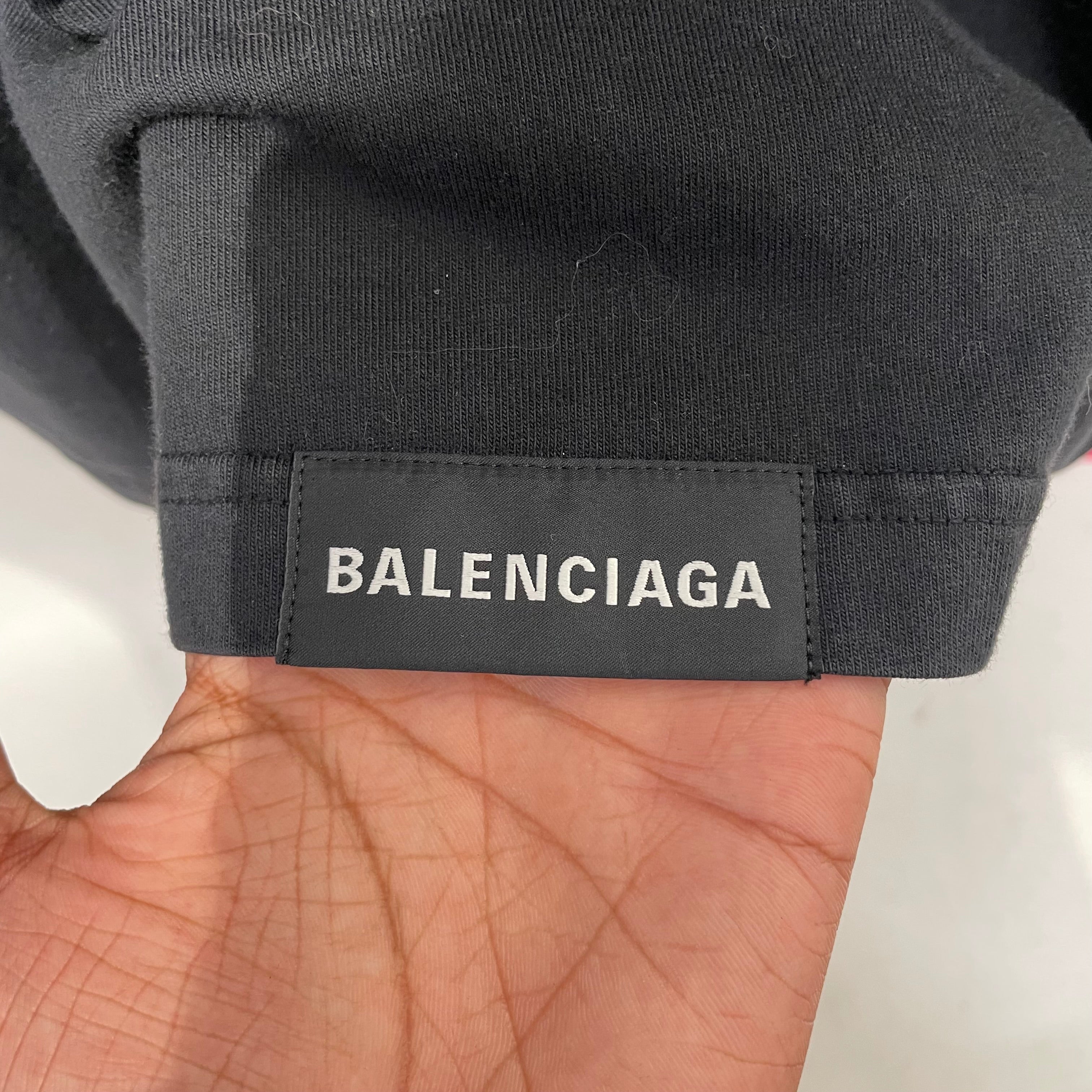 BALENCIAGA/LS T-Shirt/4/Cotton/BLK/blank logo on bottom back view 4