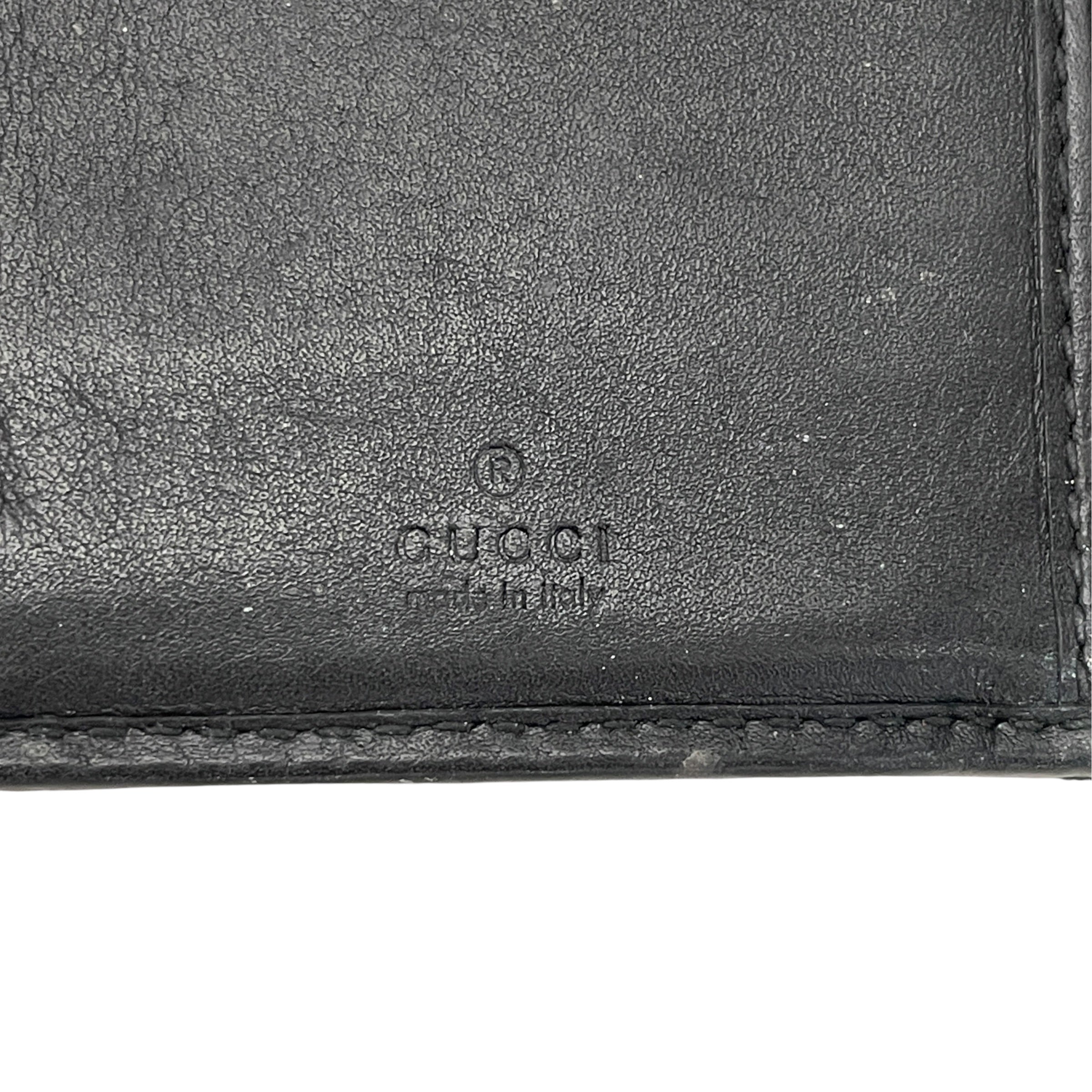 GUCCI/Trifold Wallet/Leather/BLK/M's/matelasse view 5
