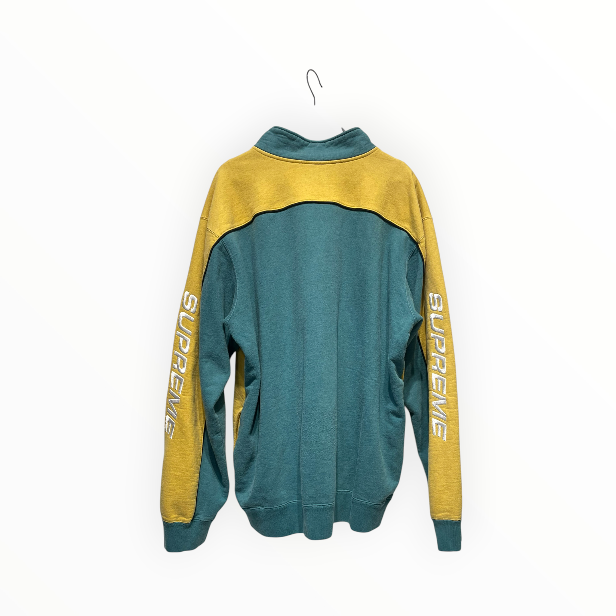 Supreme/Sweatshirt/XL/Border/Cotton/GRN/Teal and Yellow Half-Zip view 2