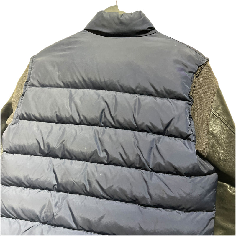UNDERCOVERISM/Puffer Jkt/2/Nylon/NVY/DOWN JACKET LEATHER SLEEVE