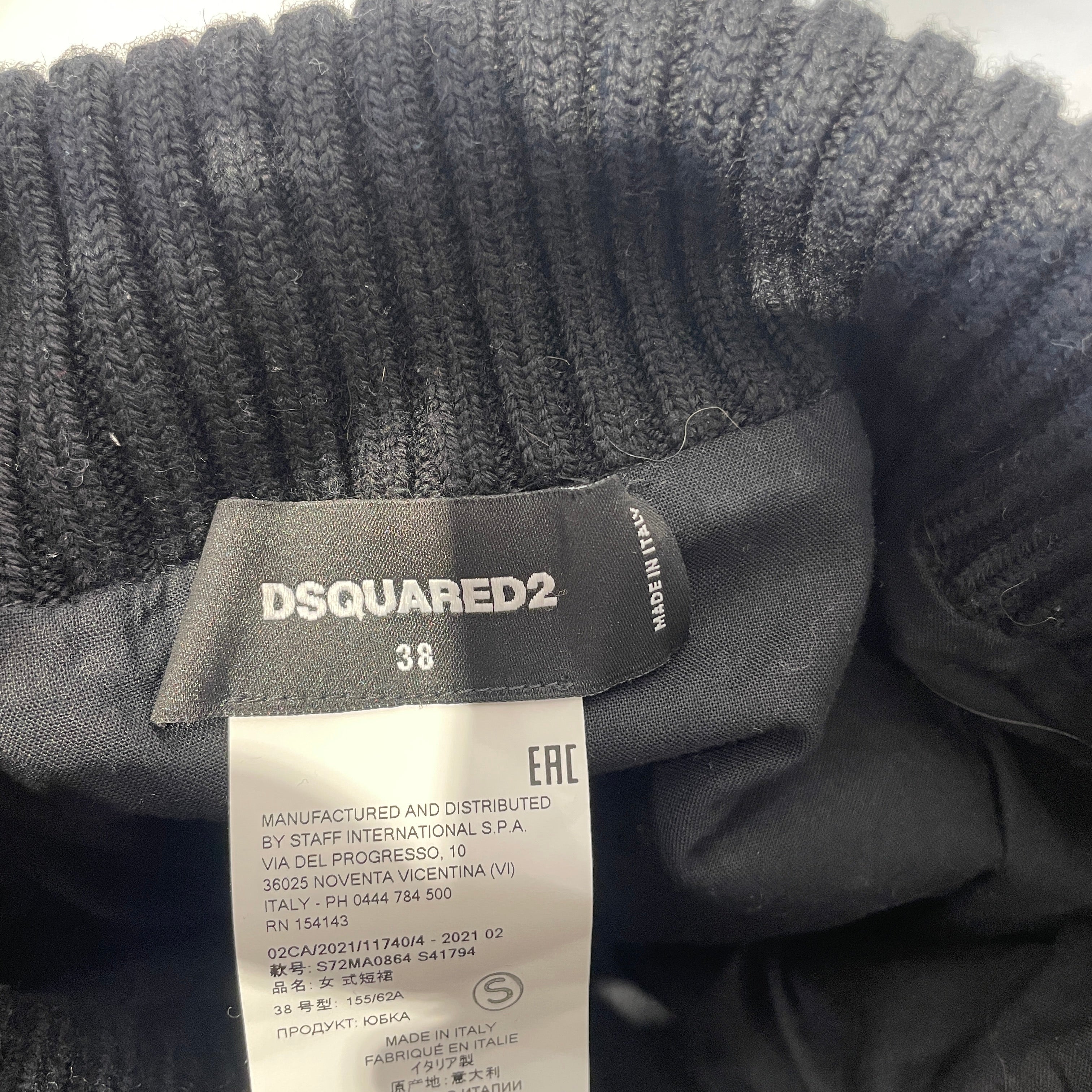 DSQUARED2/Skirt/38/Cotton/BLK/FOLD OVER RIBBED KNIT view 3