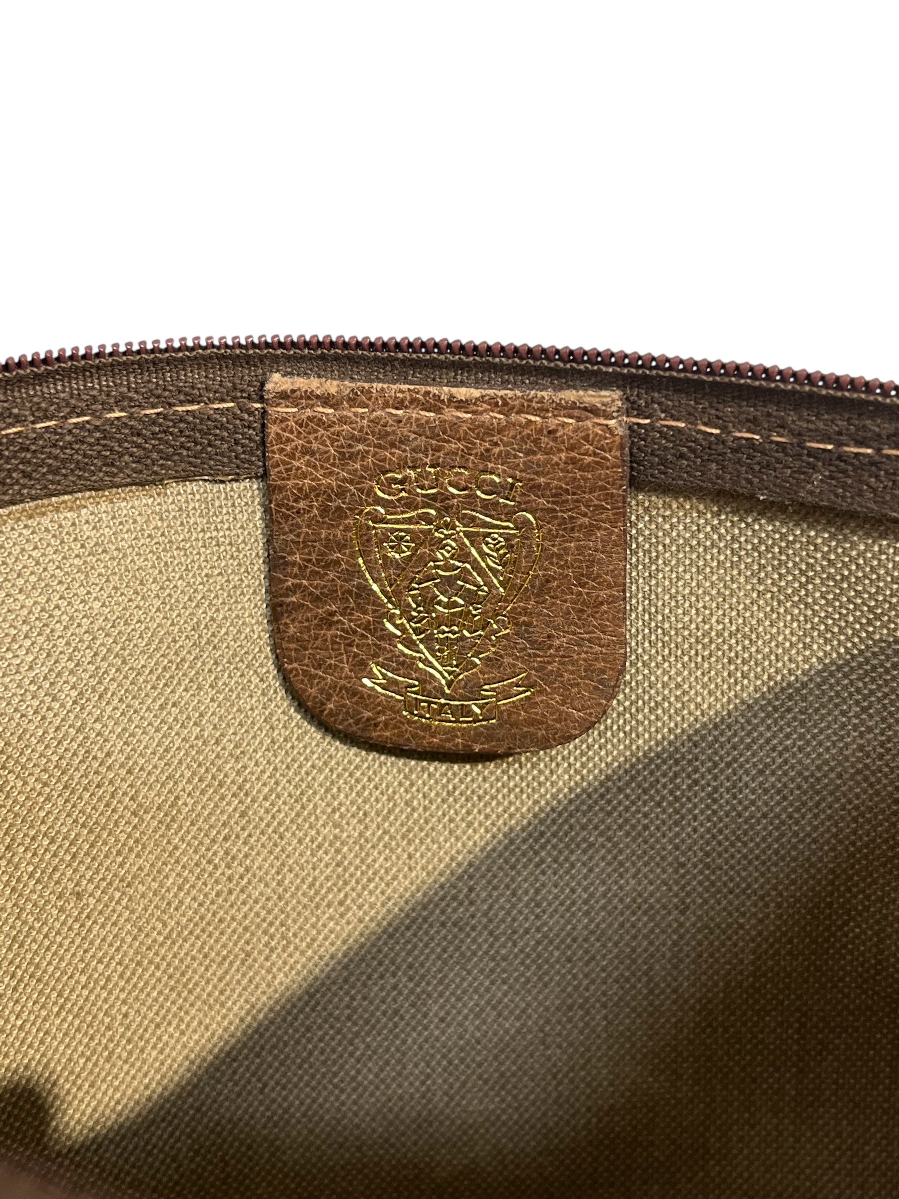 GUCCI/Pouch/Monogram/Leather/BRW/FOLD POUCH CCC ZIPPER view 5