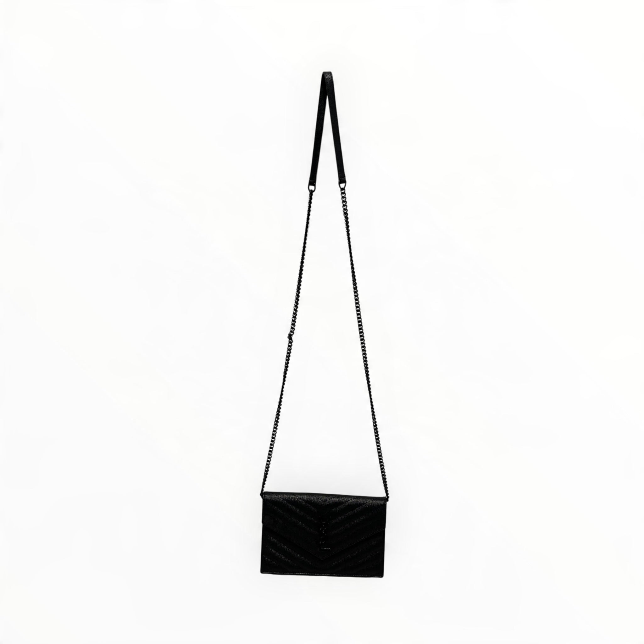 SAINT LAURENT/Cross Body Bag/Leather/BLK/Cassandre Envelope Wallet view 1