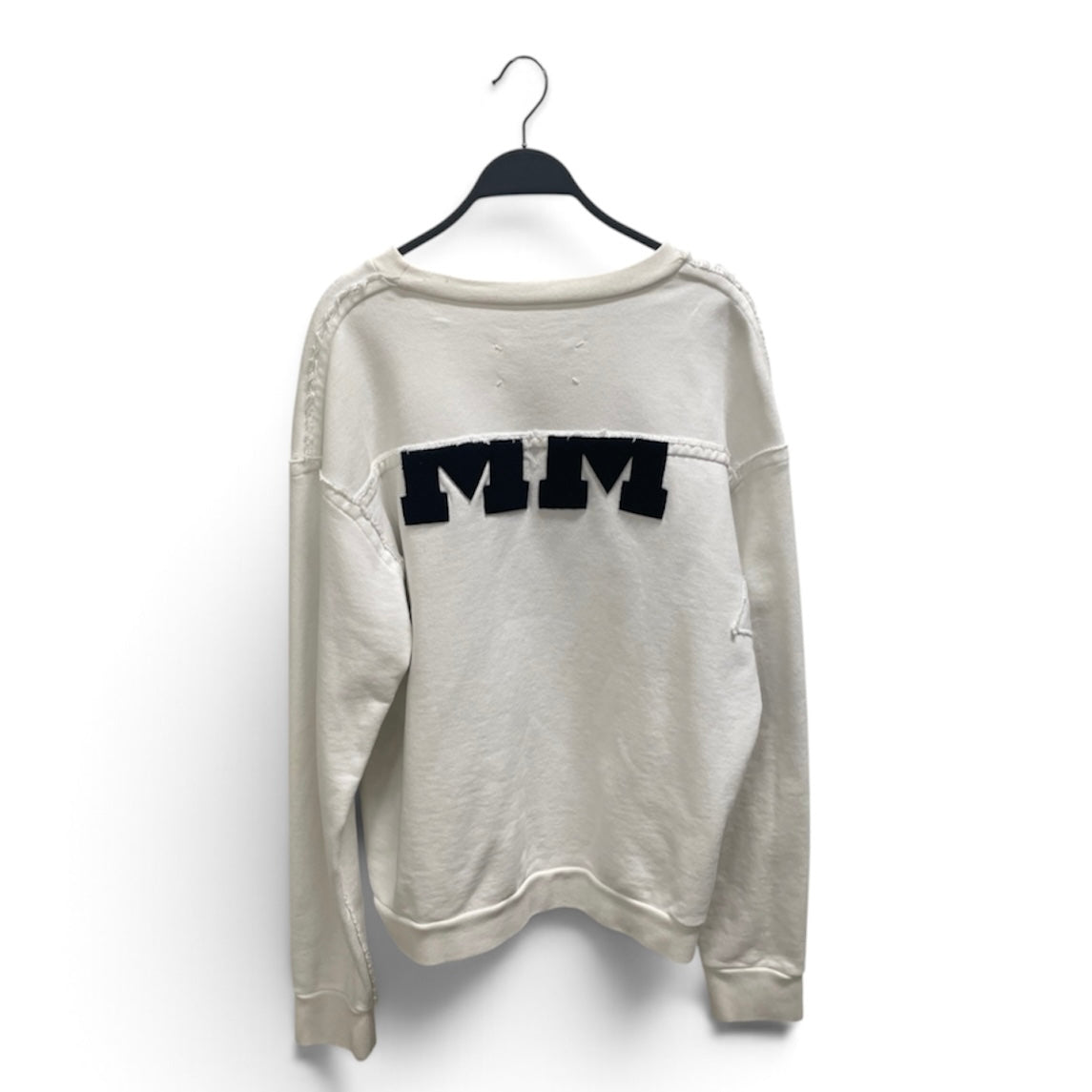 Martin Margiela/Sweatshirt/44/Cotton/WHT/raw chest hems blk cut logo view 2