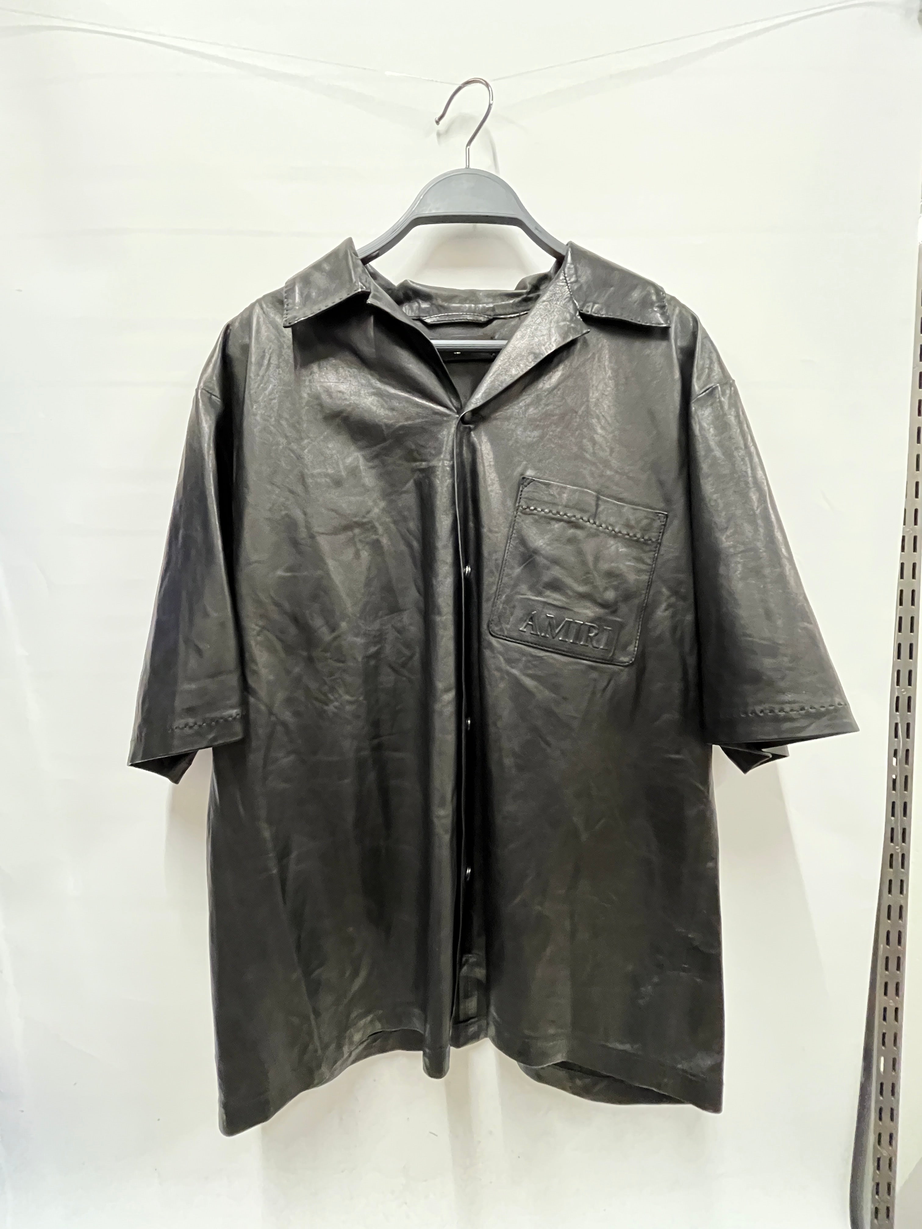 AMIRI/Polo Shirt/48/Leather/BLK/Open Coller/BUTTON UP view 1