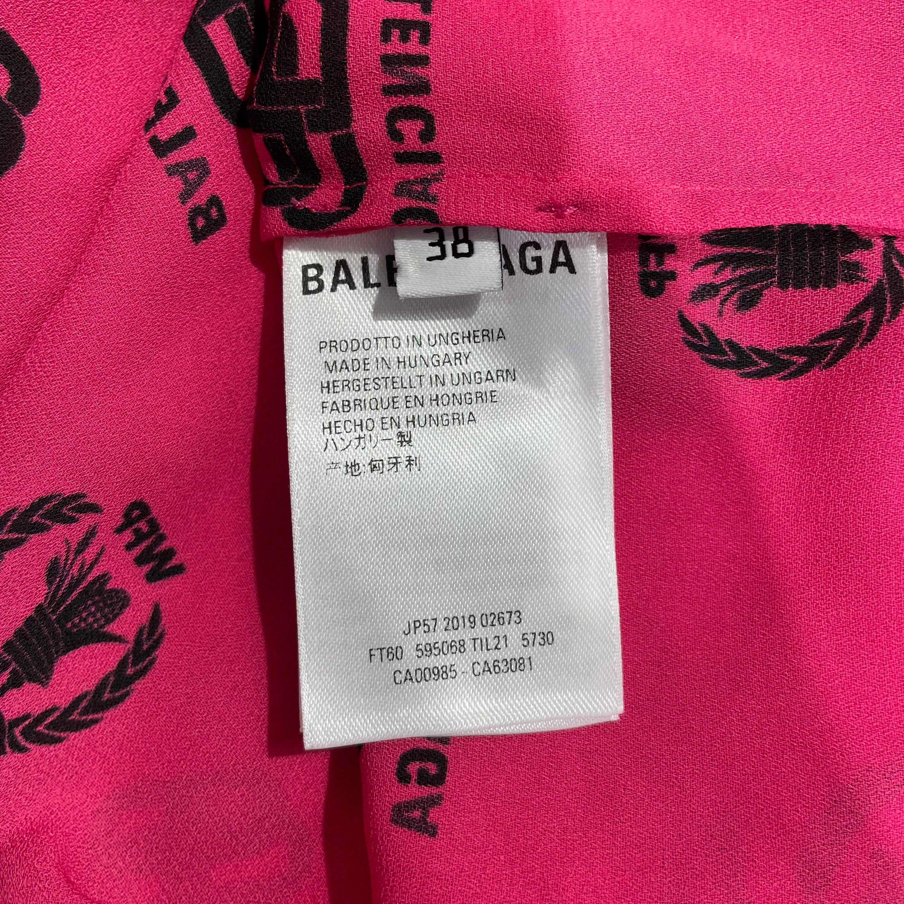 BALENCIAGA/Tops/38/All Over Print/Polyester/PNK/WLP TIE AROUD SHIRT view 5