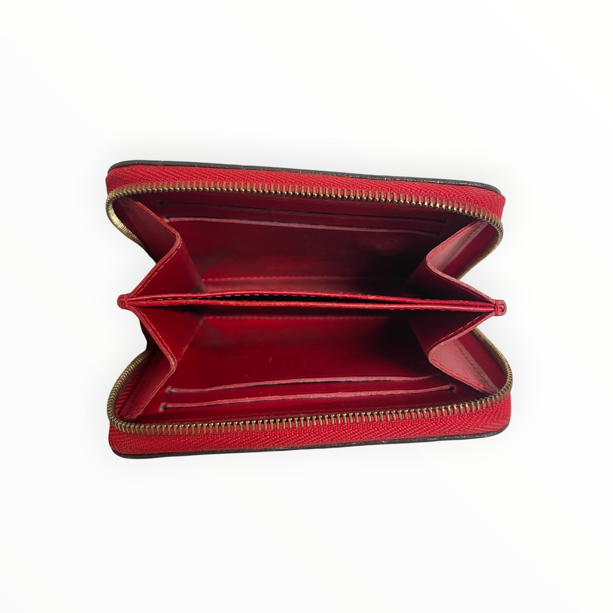 LOUIS VUITTON/Wallet/Monogram/Leather/RED/L's/9MRJ78H/PATENT LEATHER ZIP view 3