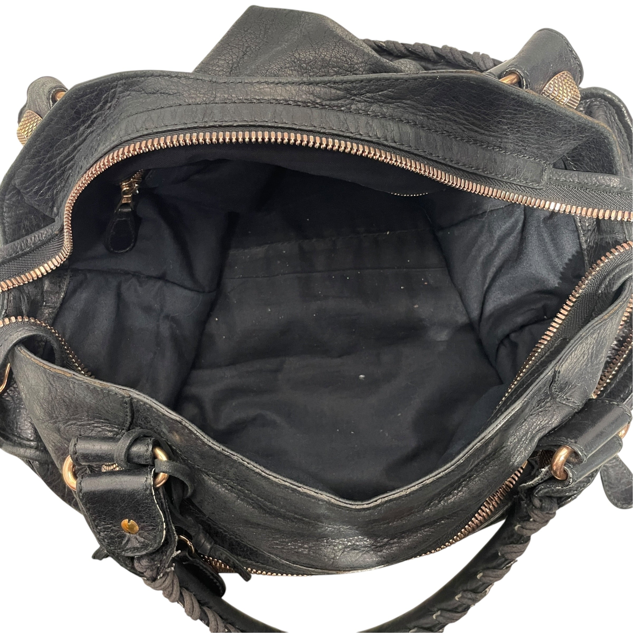 BALENCIAGA/Hand Bag/Leather/BLK/city leather view 4