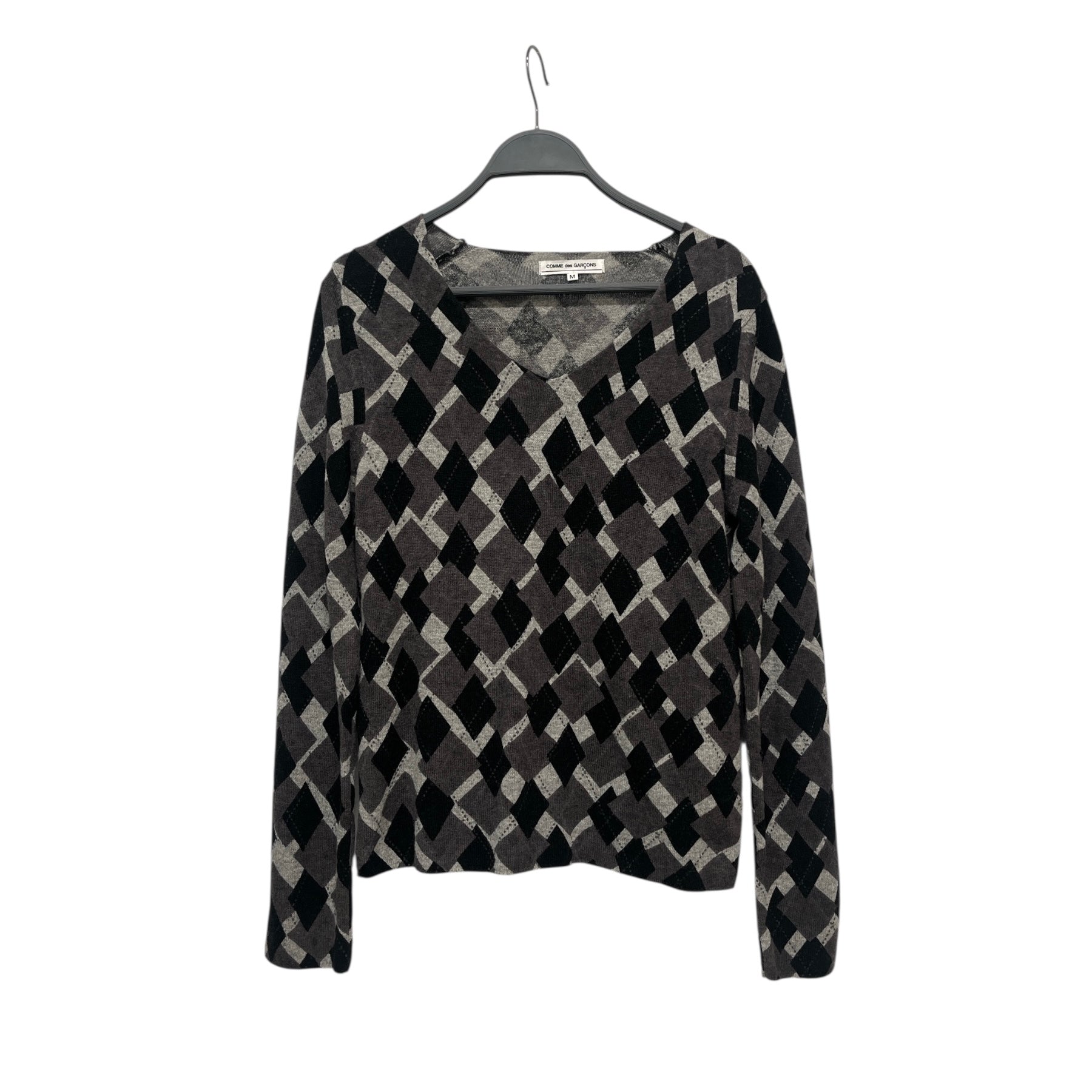 COMME des GARCONS/Sweater/M/Plaid/Wool/BLK/ARGYLE SWEATER view 1