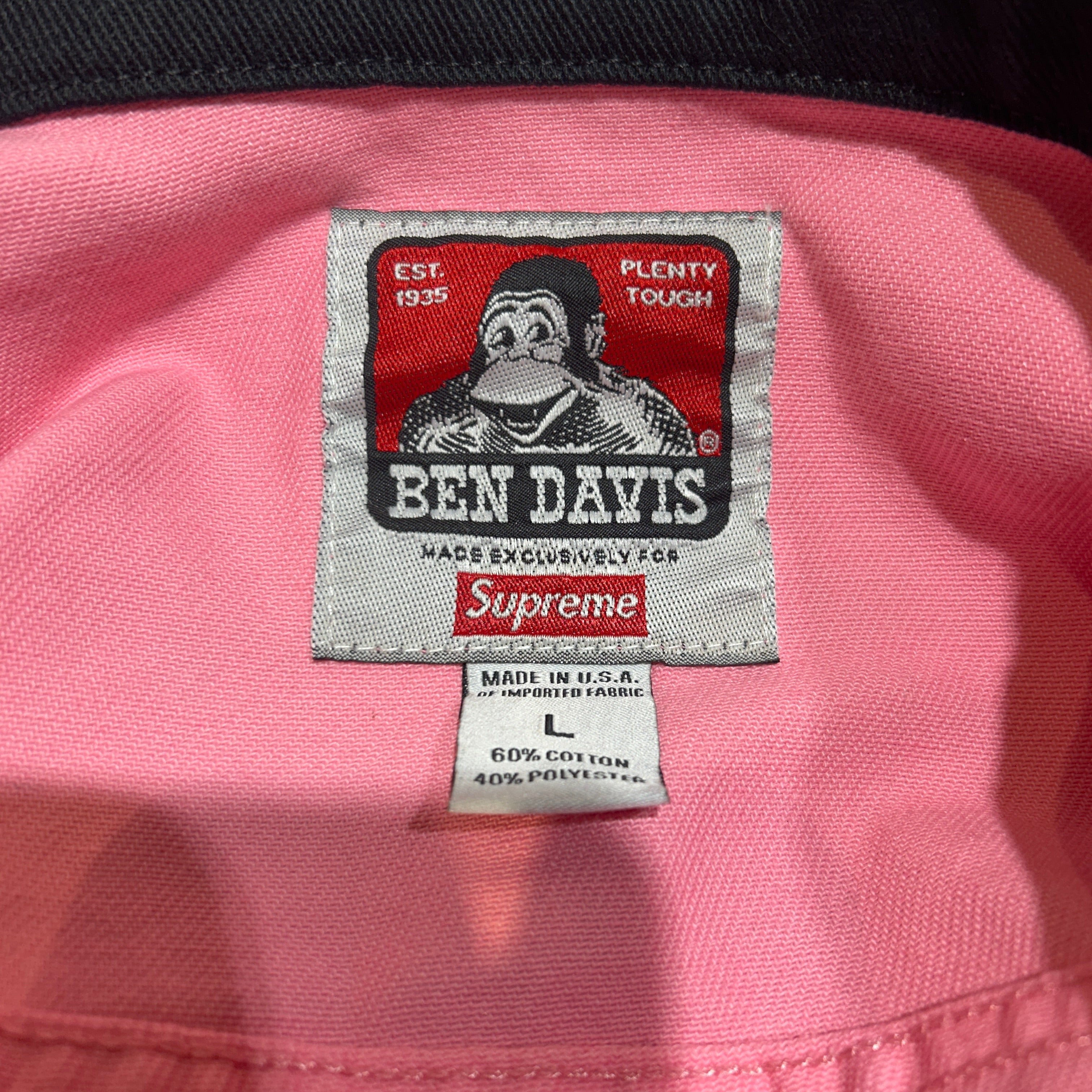 Supreme/BEN DAVIS/Coat/L/Cotton/PNK/chore jacket fw19 view 3