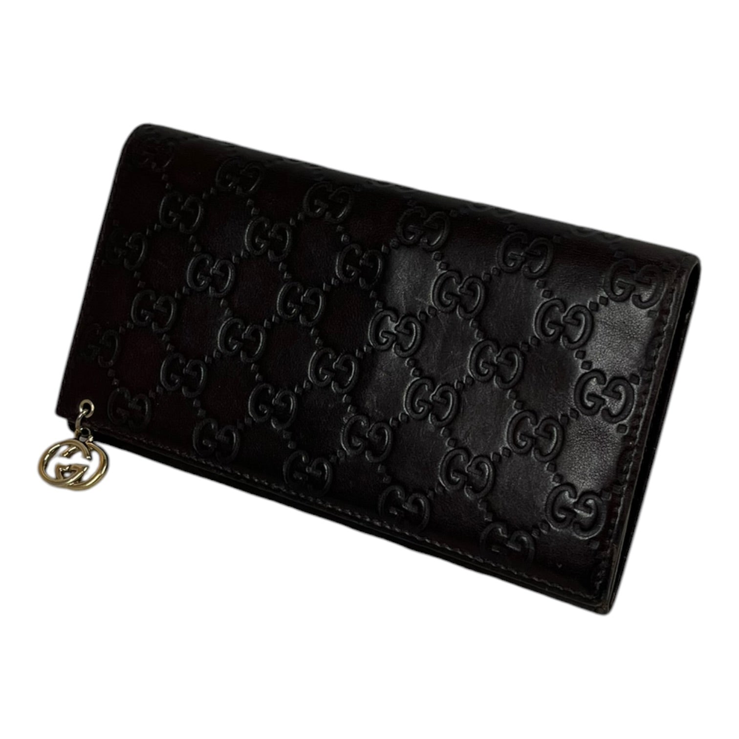 GUCCI/Bifold Wallet/Monogram/Leather/BRW/GUCCISSIMA W/ GG CHAIN view 1
