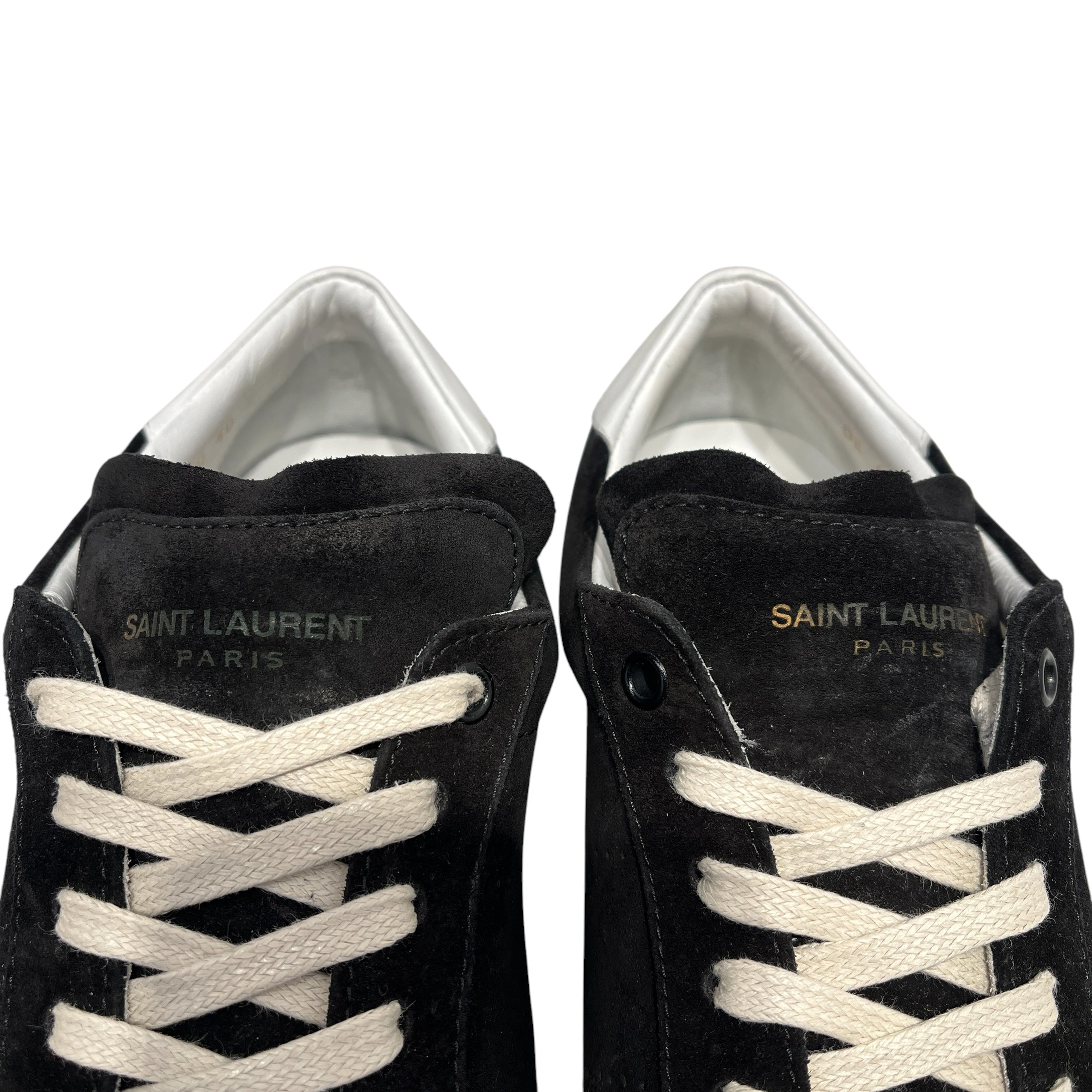 SAINT LAURENT/Low-Sneakers/US 7/Suede/BLK/CRM LACES/WHT HEEL view 4