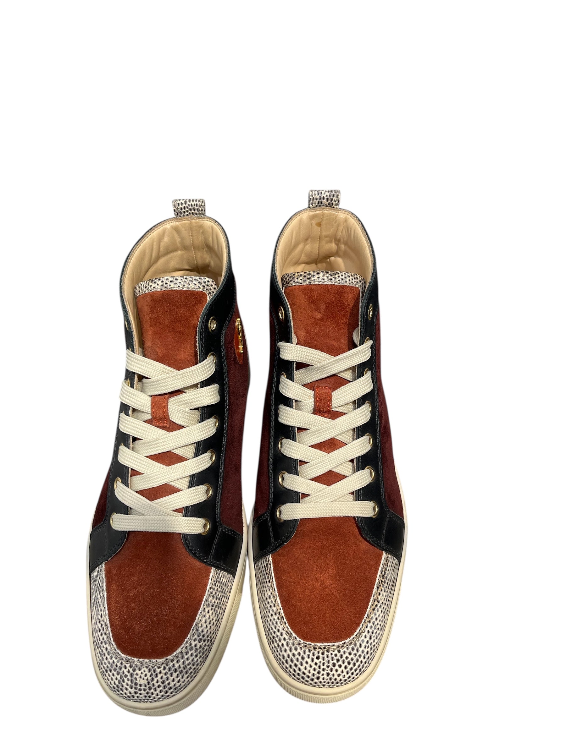Christian Louboutin/Hi-Sneakers/EU 41.5/Suede/BRD/BRG, RUST, SNAKESKIN HI TOPS view 4