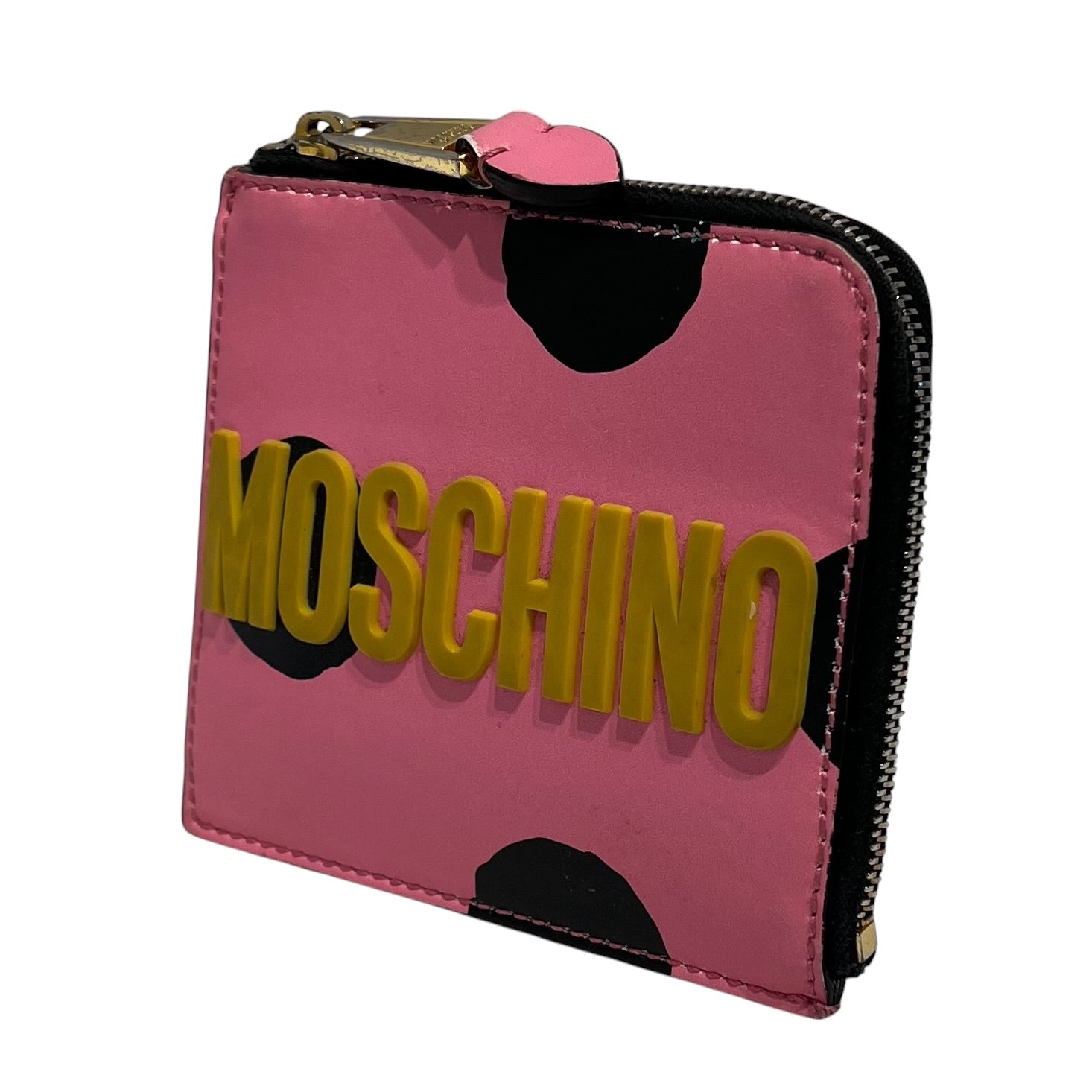 MOSCHINO/Wallet/Polka dot/Leather/PNK/Yellow Moschino Text view 1